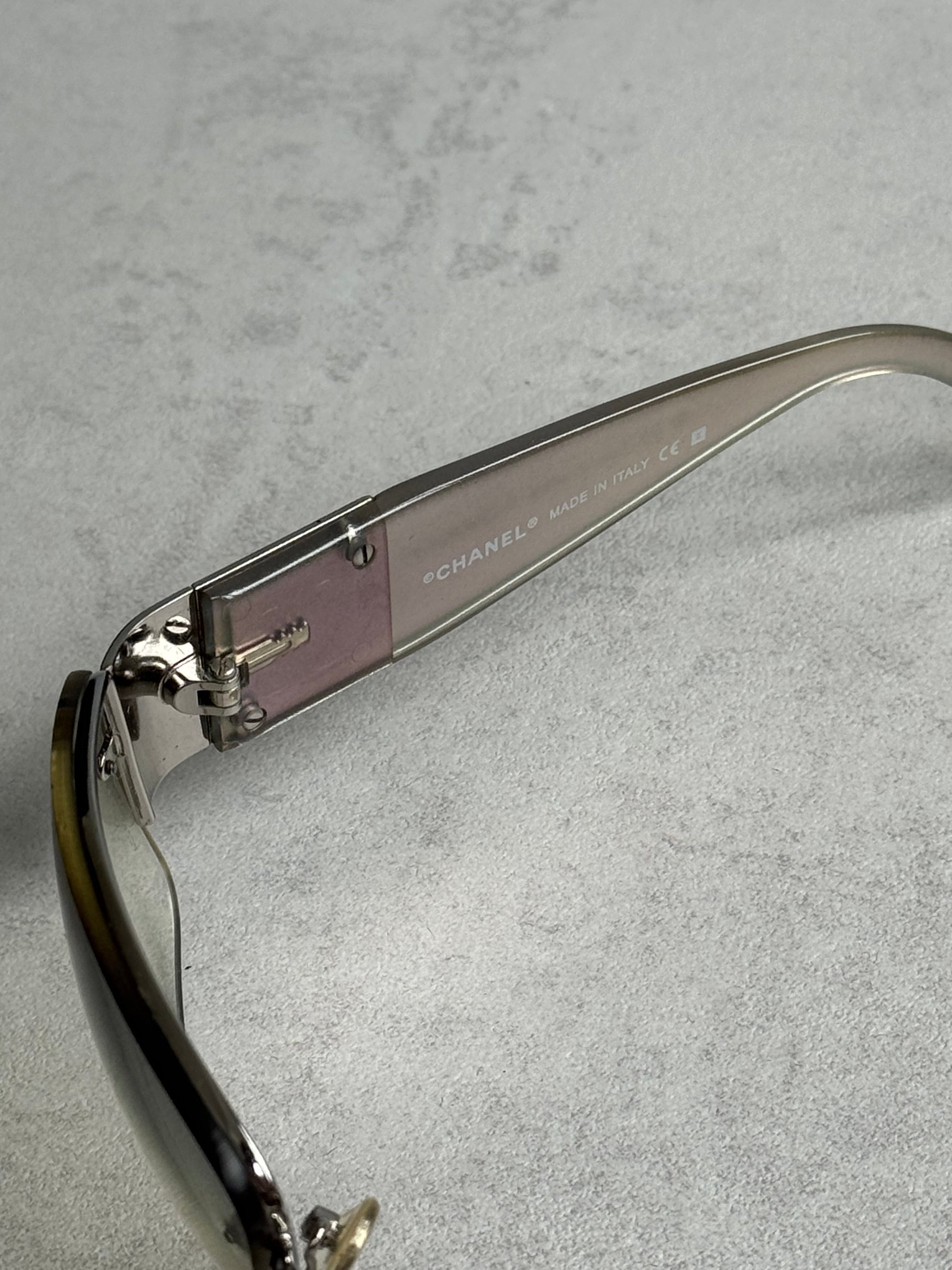 VINTAGE CHANEL STUDDED SHIELD FRAME GLASSES