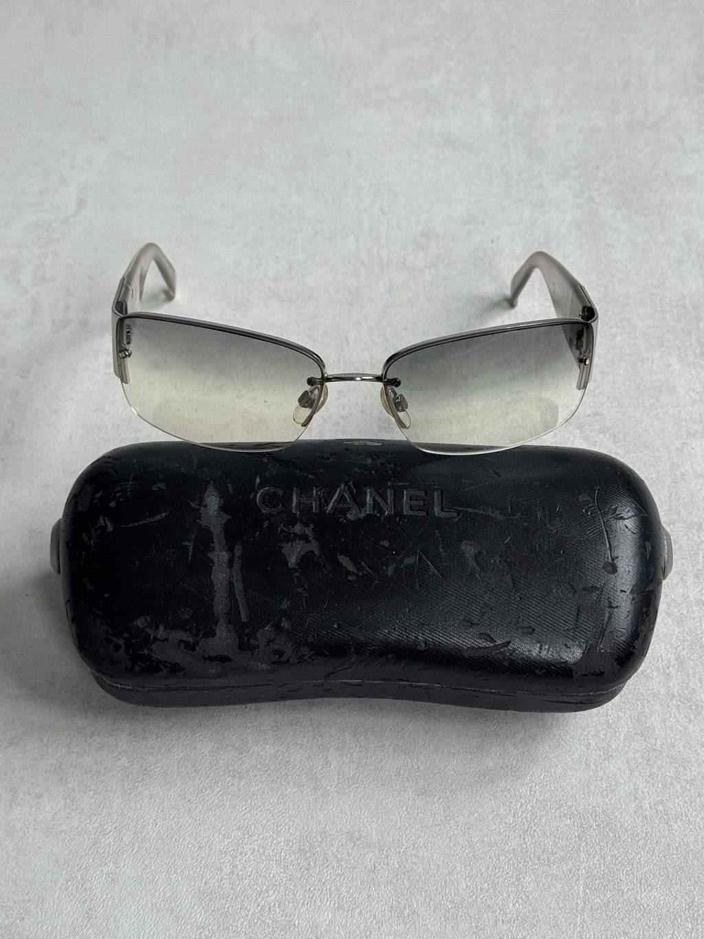 VINTAGE CHANEL STUDDED SHIELD FRAME GLASSES