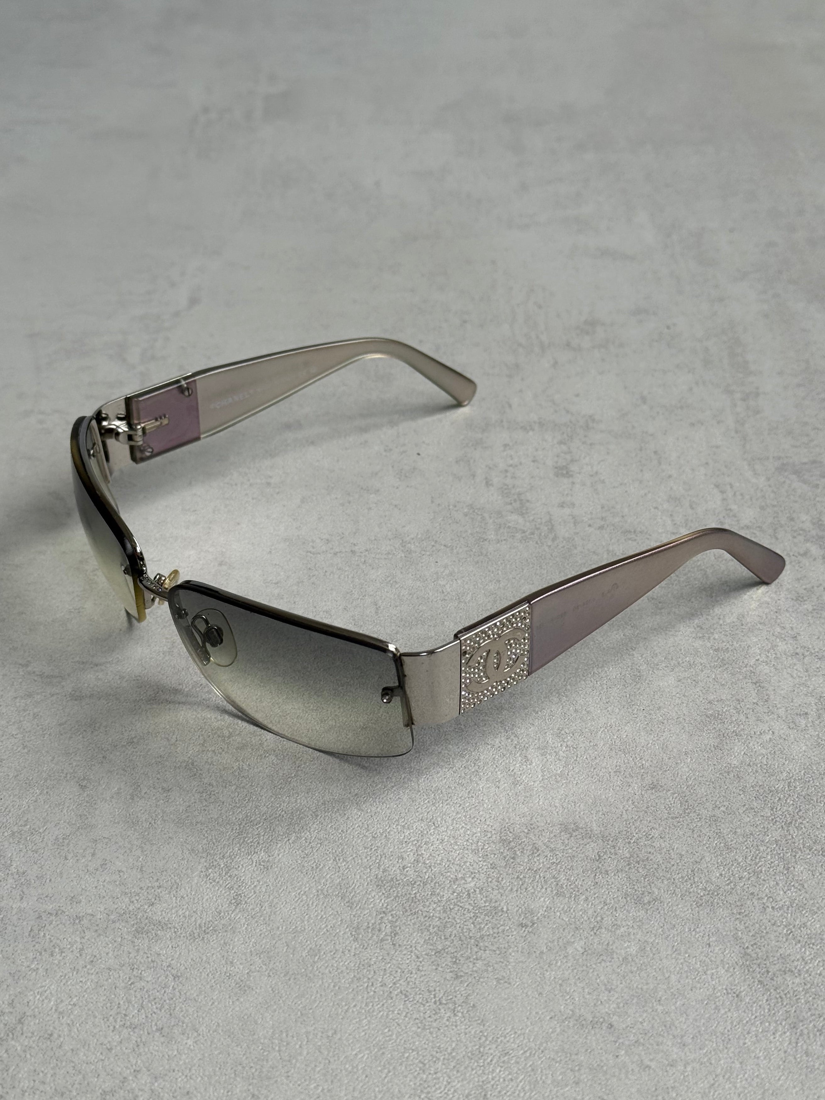 VINTAGE CHANEL STUDDED SHIELD FRAME GLASSES
