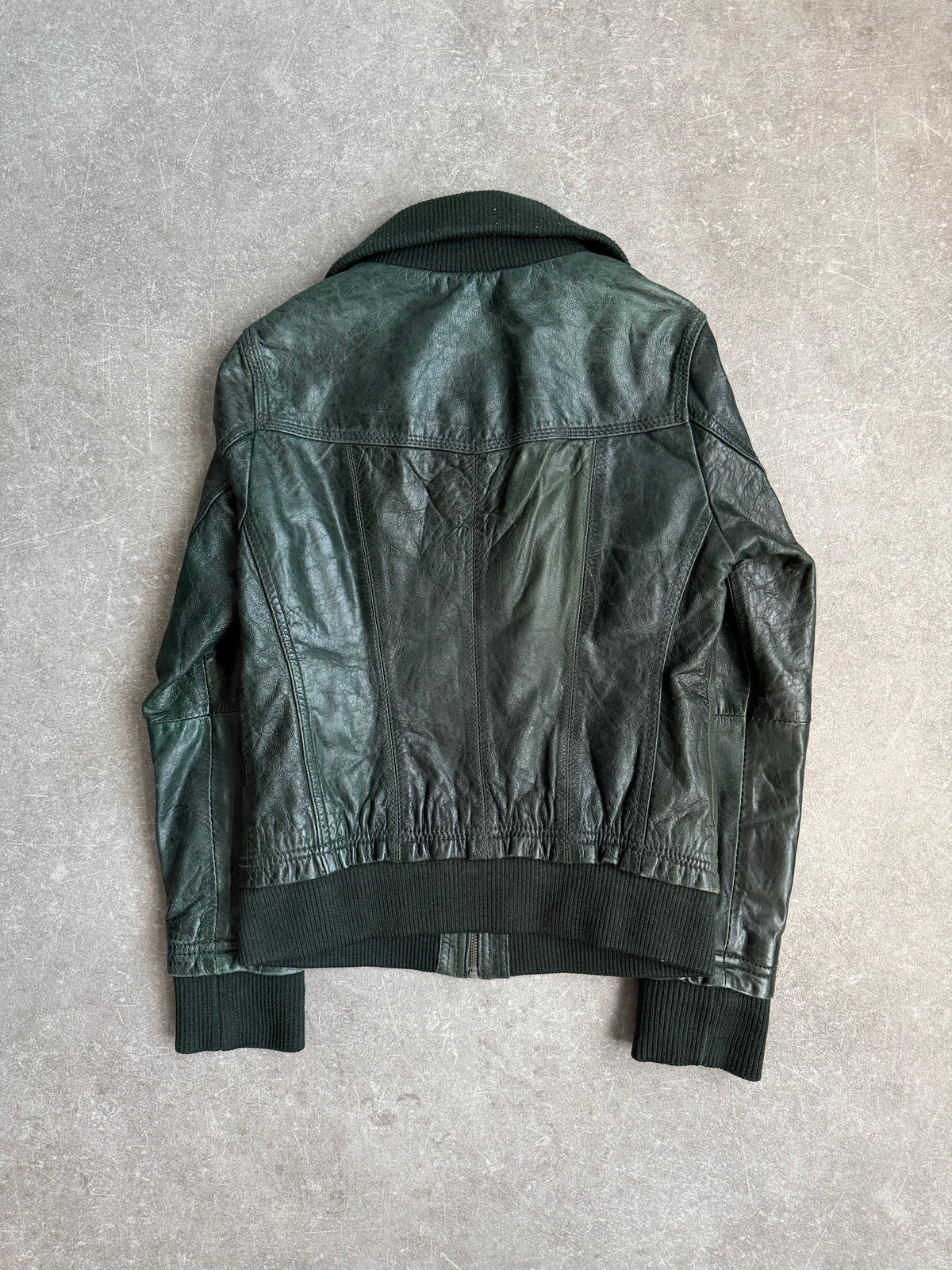 VINTAGE WOMENS HIGH COLLAR LEATHER JACKET