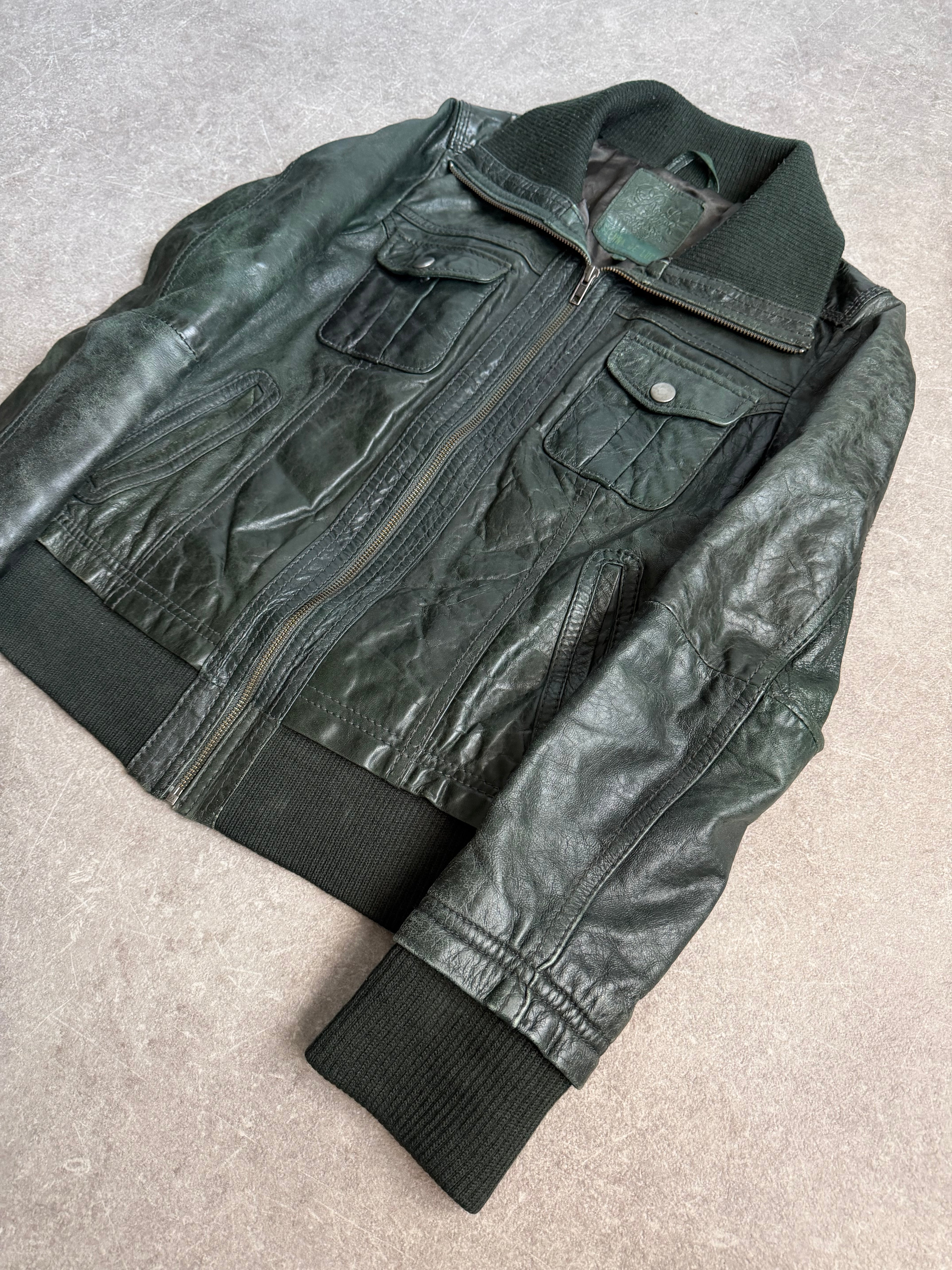 VINTAGE WOMENS HIGH COLLAR LEATHER JACKET