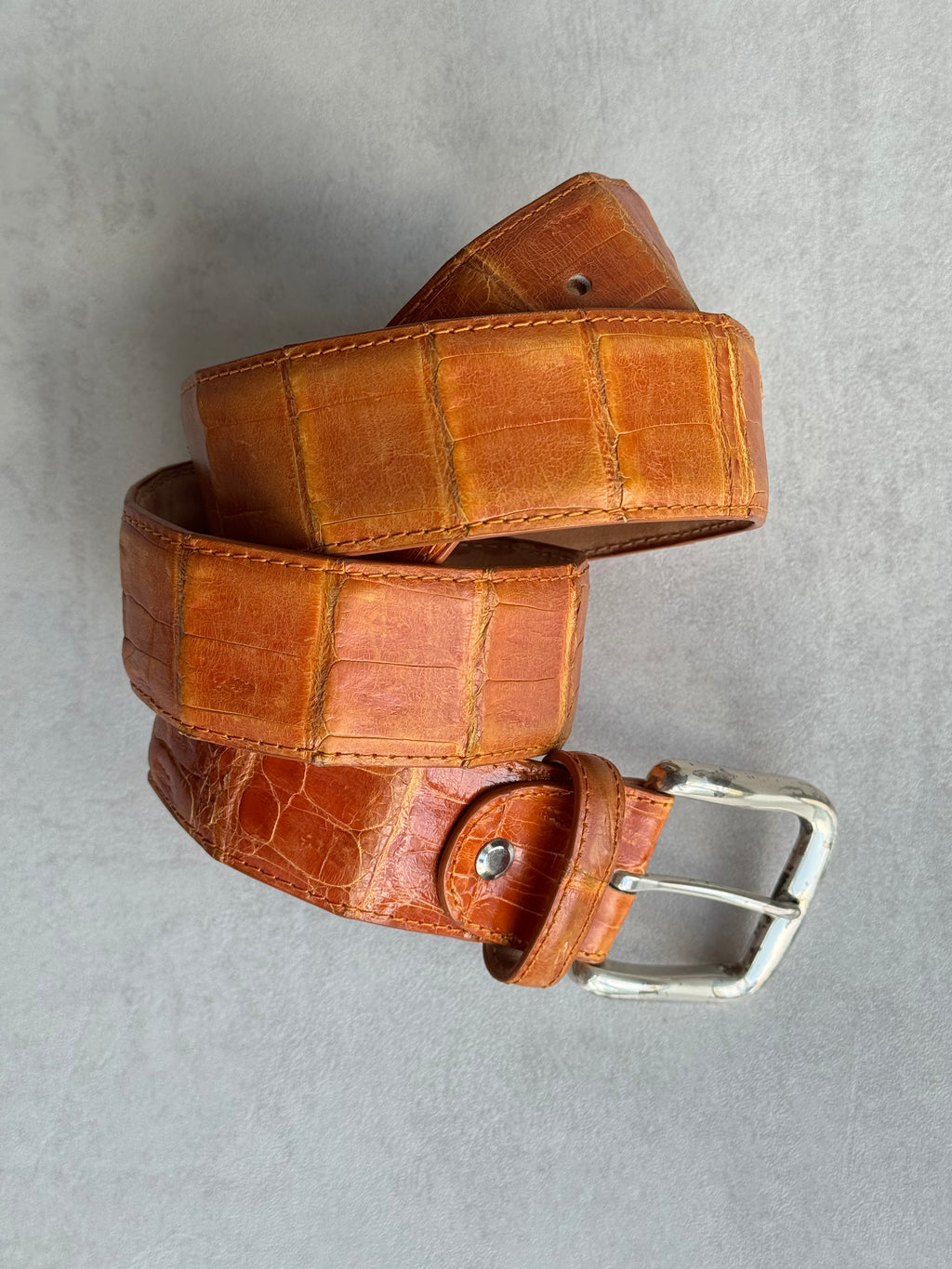 VINTAGE CROCO LEATHER BELT