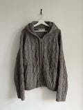 OUR LEGACY LEVEL HOOD CABLE-KNIT WOOL ZIP UP HOODIE