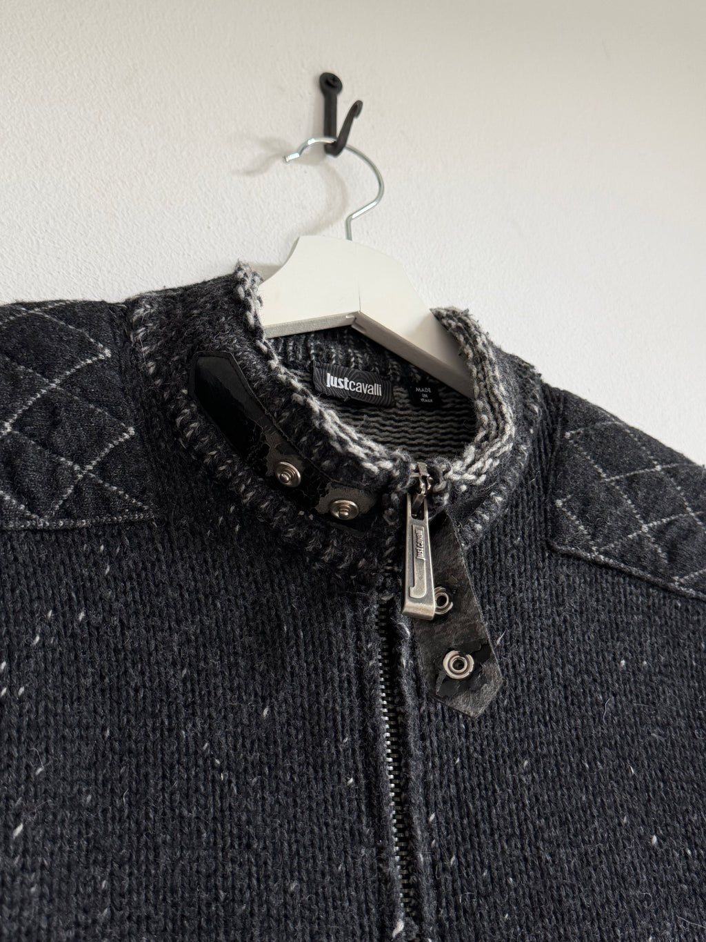 JUST CAVALLI VINTAGE BUCKLE KNIT ZIPPER