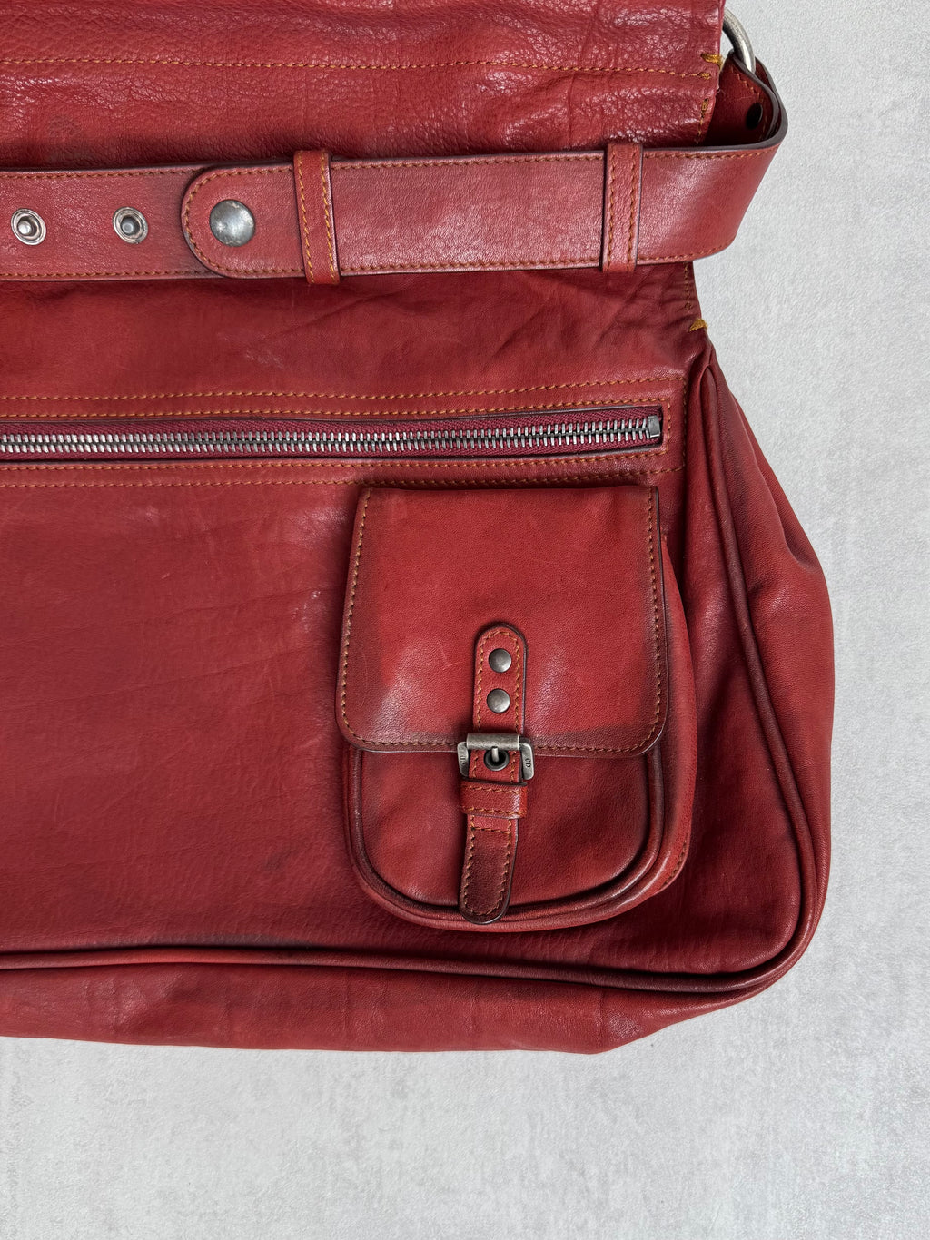 DIOR GAUCHO SETTLEBAG BURGUNDY LEATHER