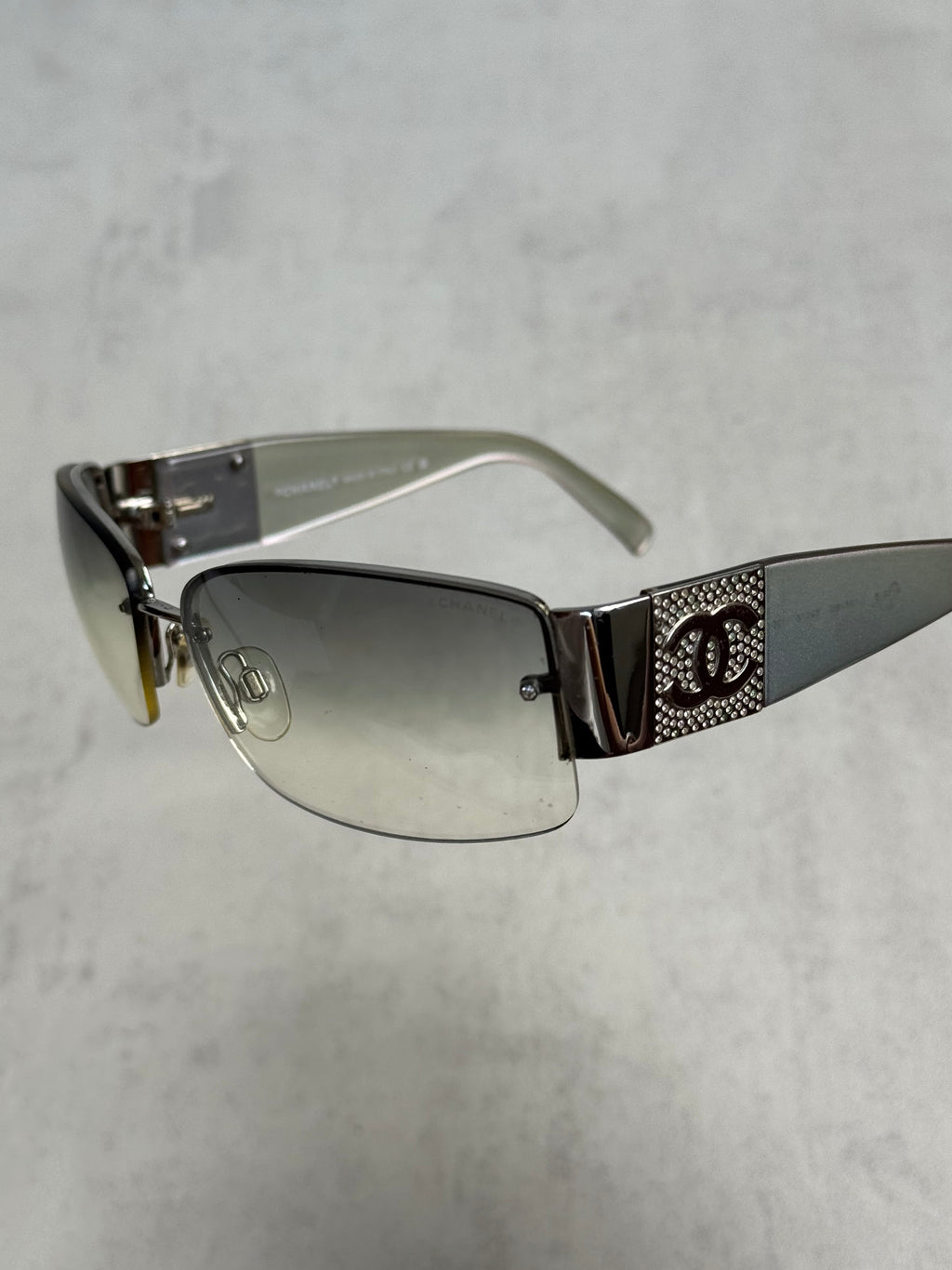 VINTAGE CHANEL STUDDED SHIELD FRAME GLASSES
