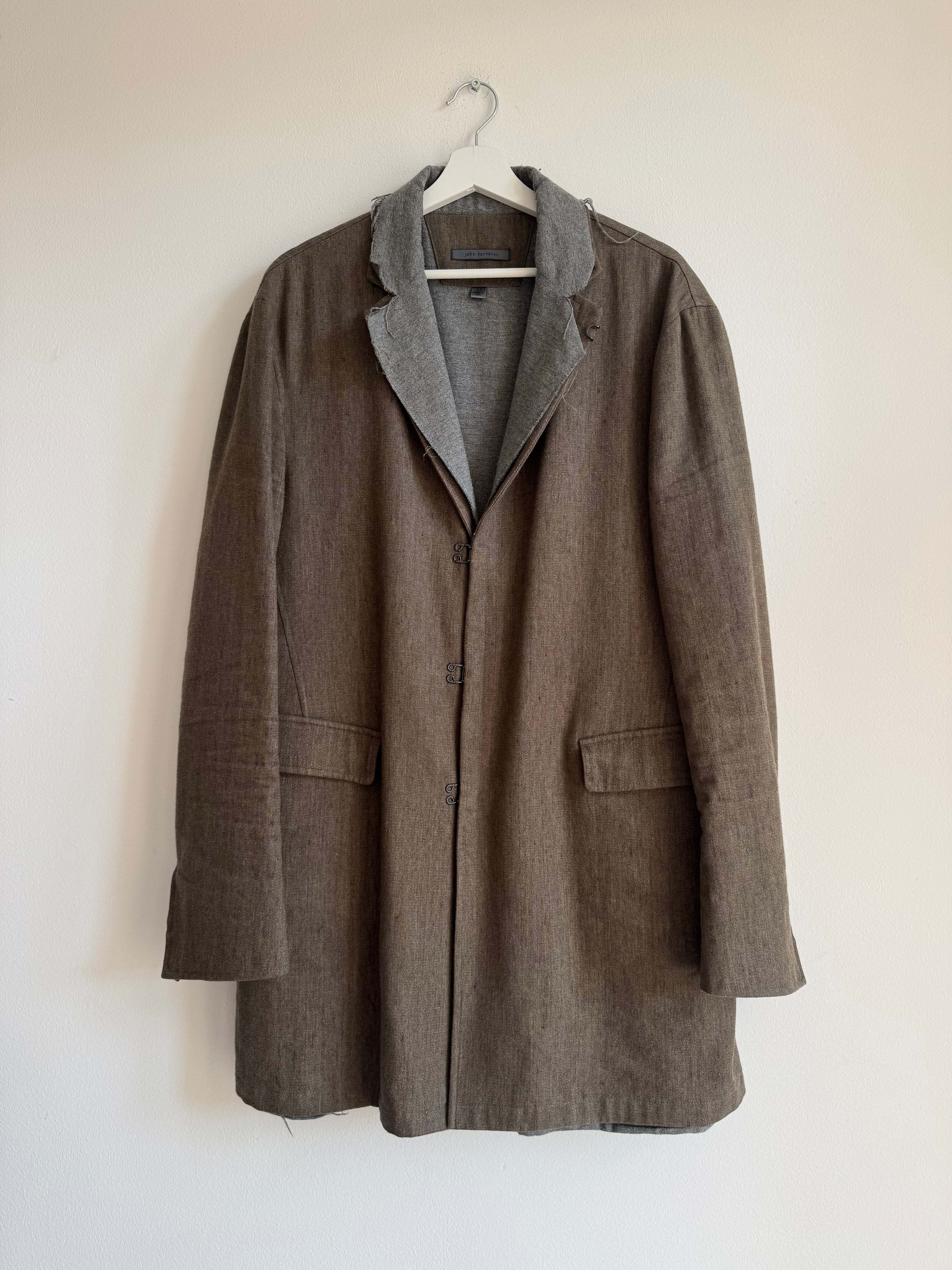 JOHN VARVATOS DOUBLE LAYERED DISTRESSED COAT