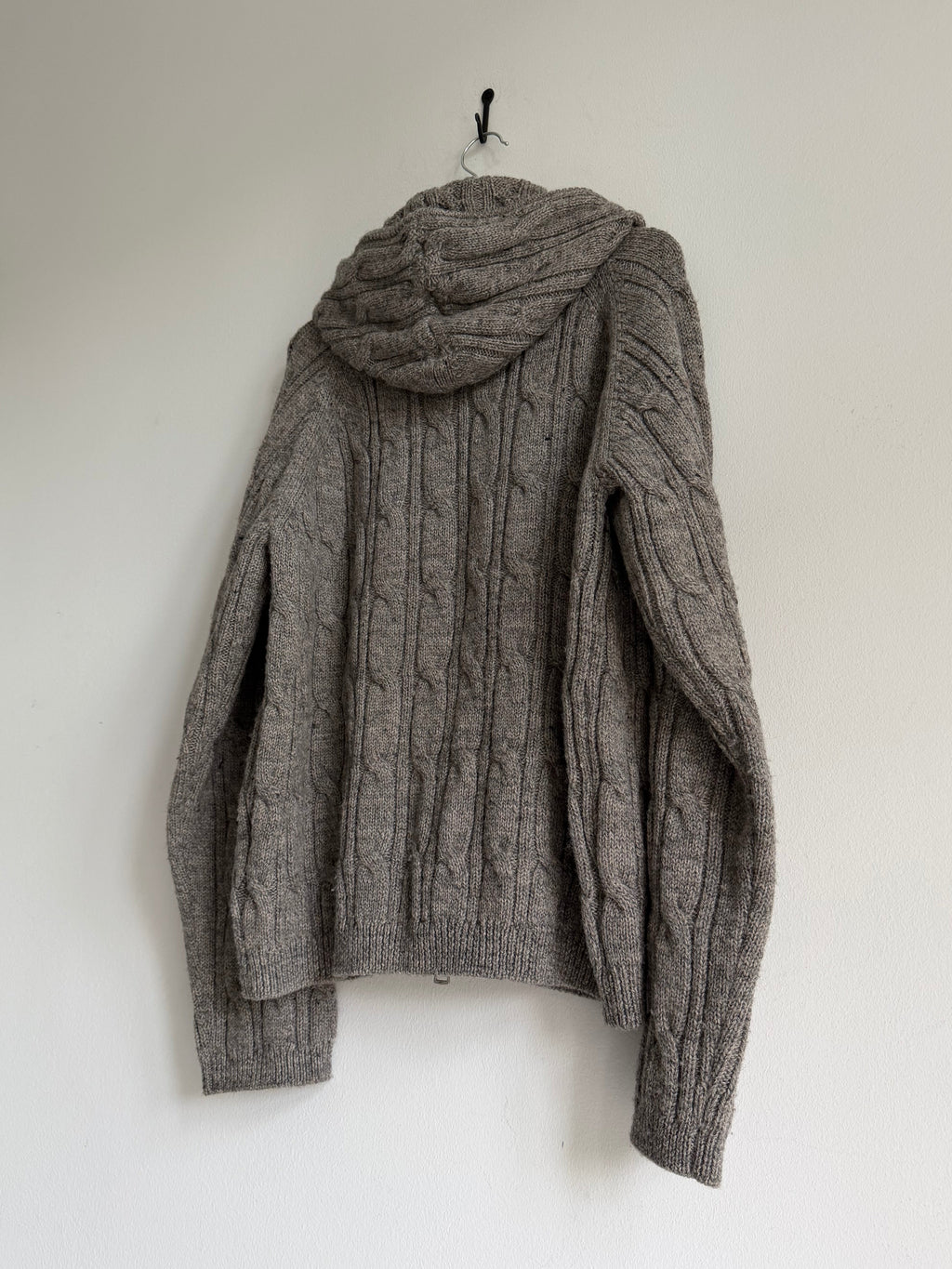 OUR LEGACY LEVEL HOOD CABLE-KNIT WOOL ZIP UP HOODIE