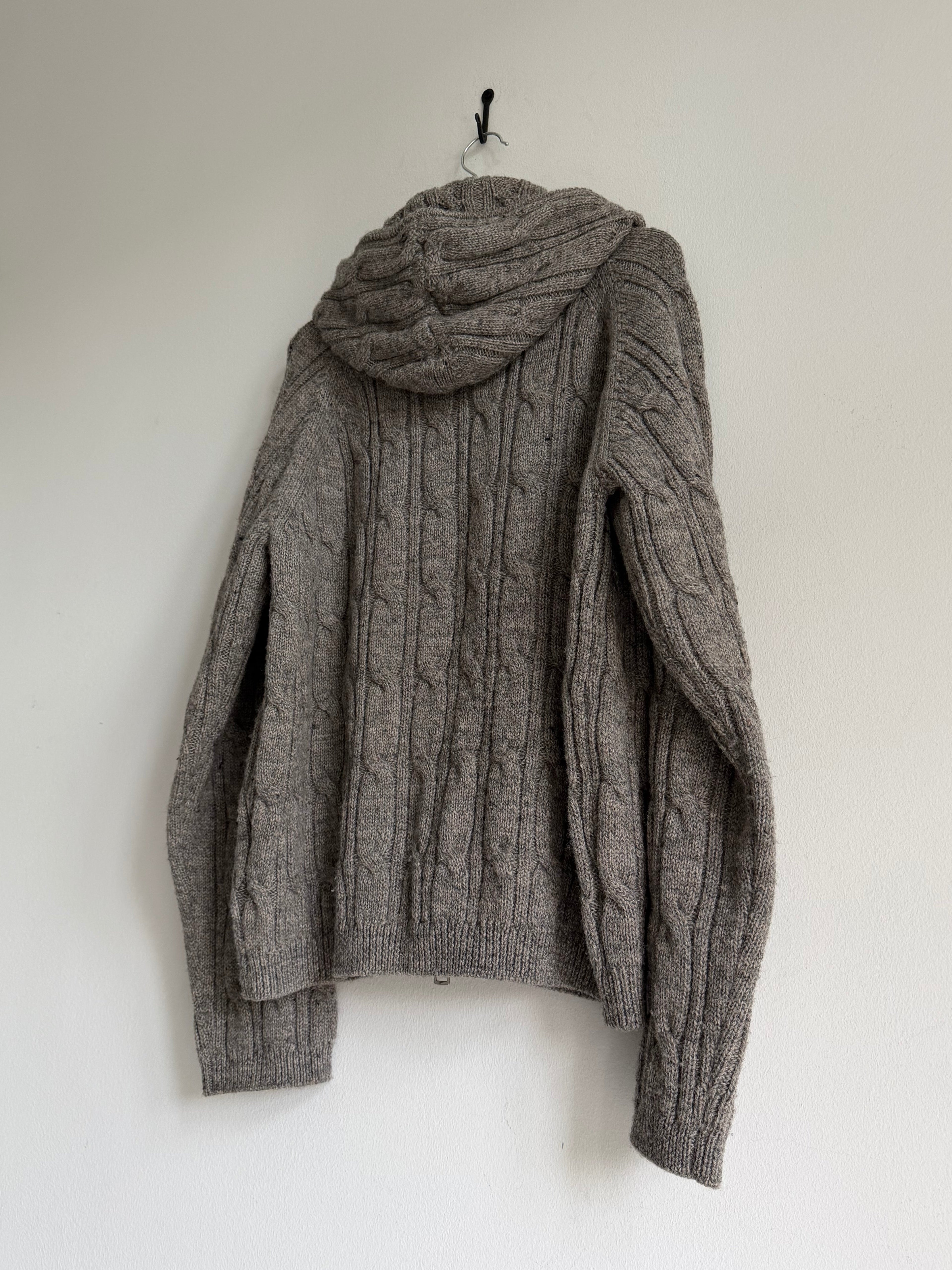 OUR LEGACY LEVEL HOOD CABLE-KNIT WOOL ZIP UP HOODIE