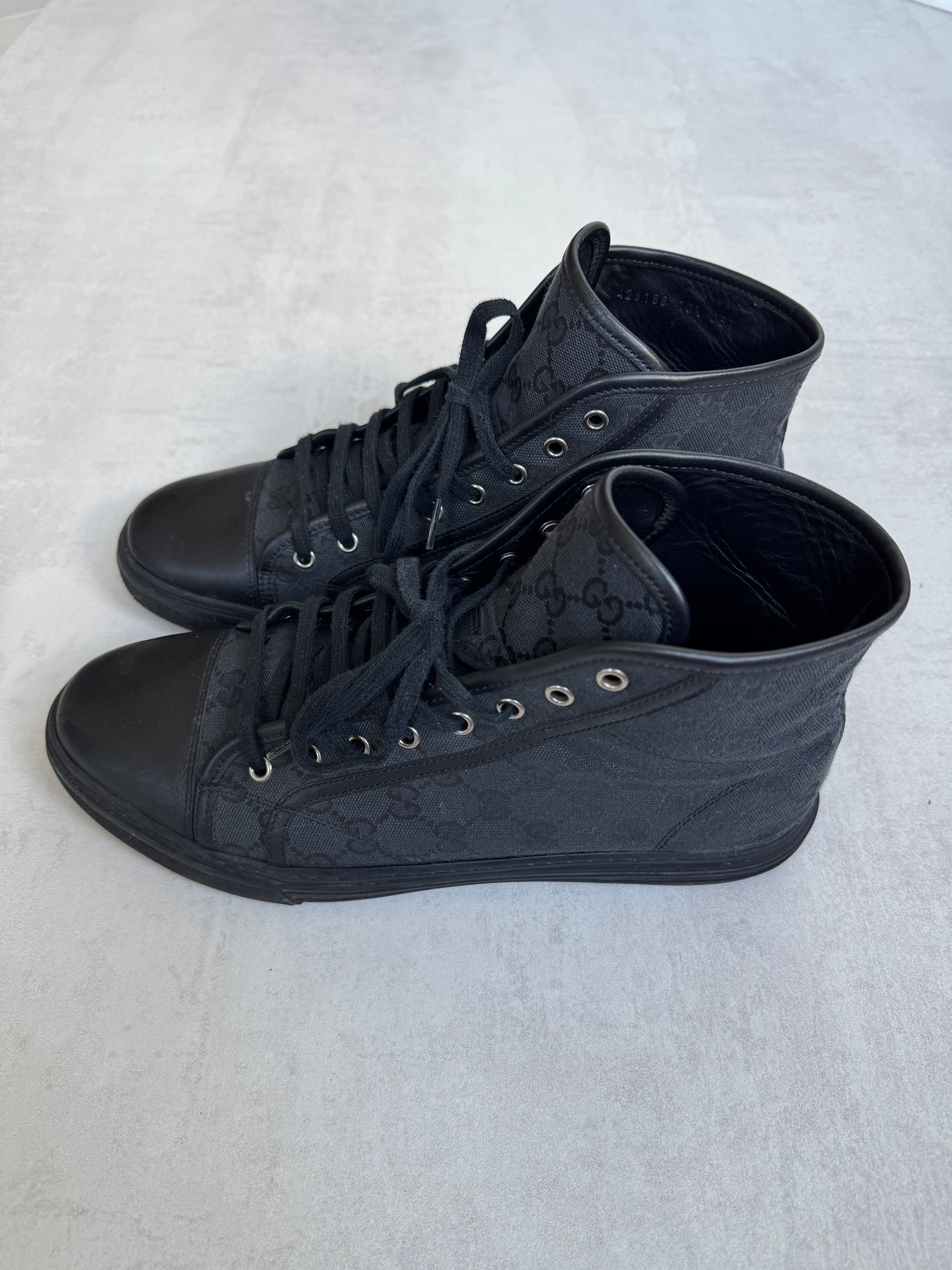 GUCCI MONOGRAM CANVAS HIGH-TOP SNEAKERS