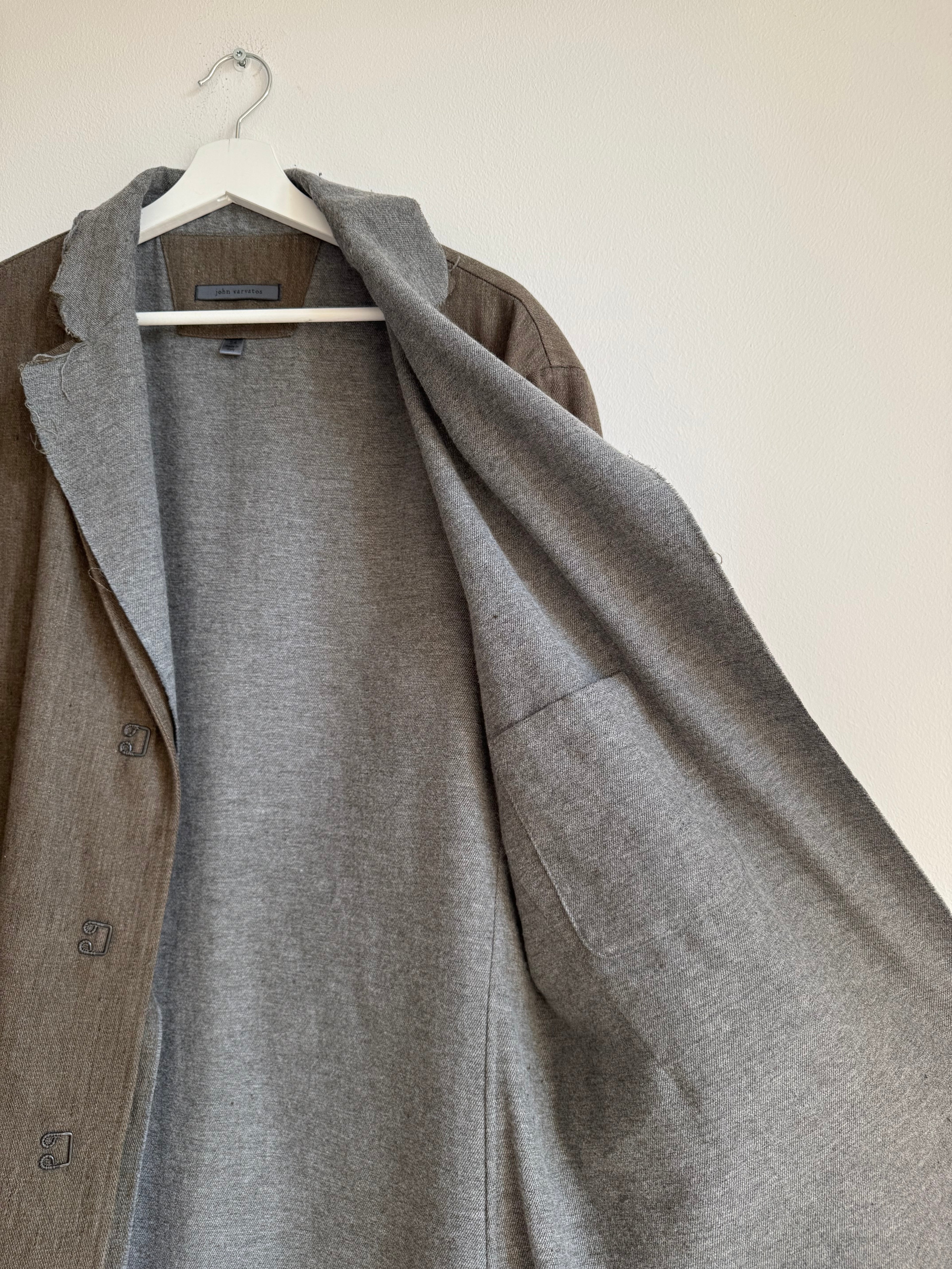 JOHN VARVATOS DOUBLE LAYERED DISTRESSED COAT