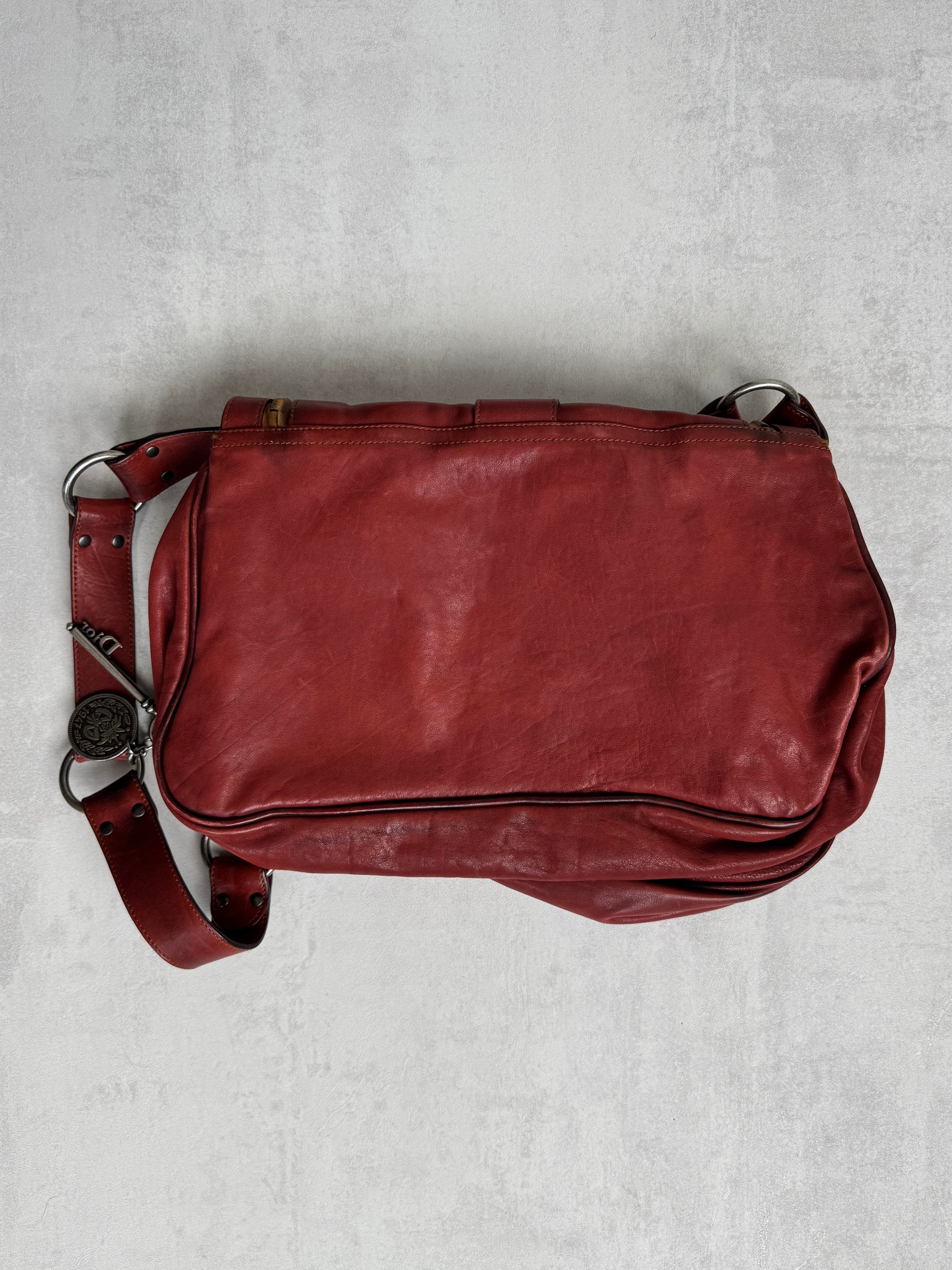 DIOR GAUCHO SETTLEBAG BURGUNDY LEATHER