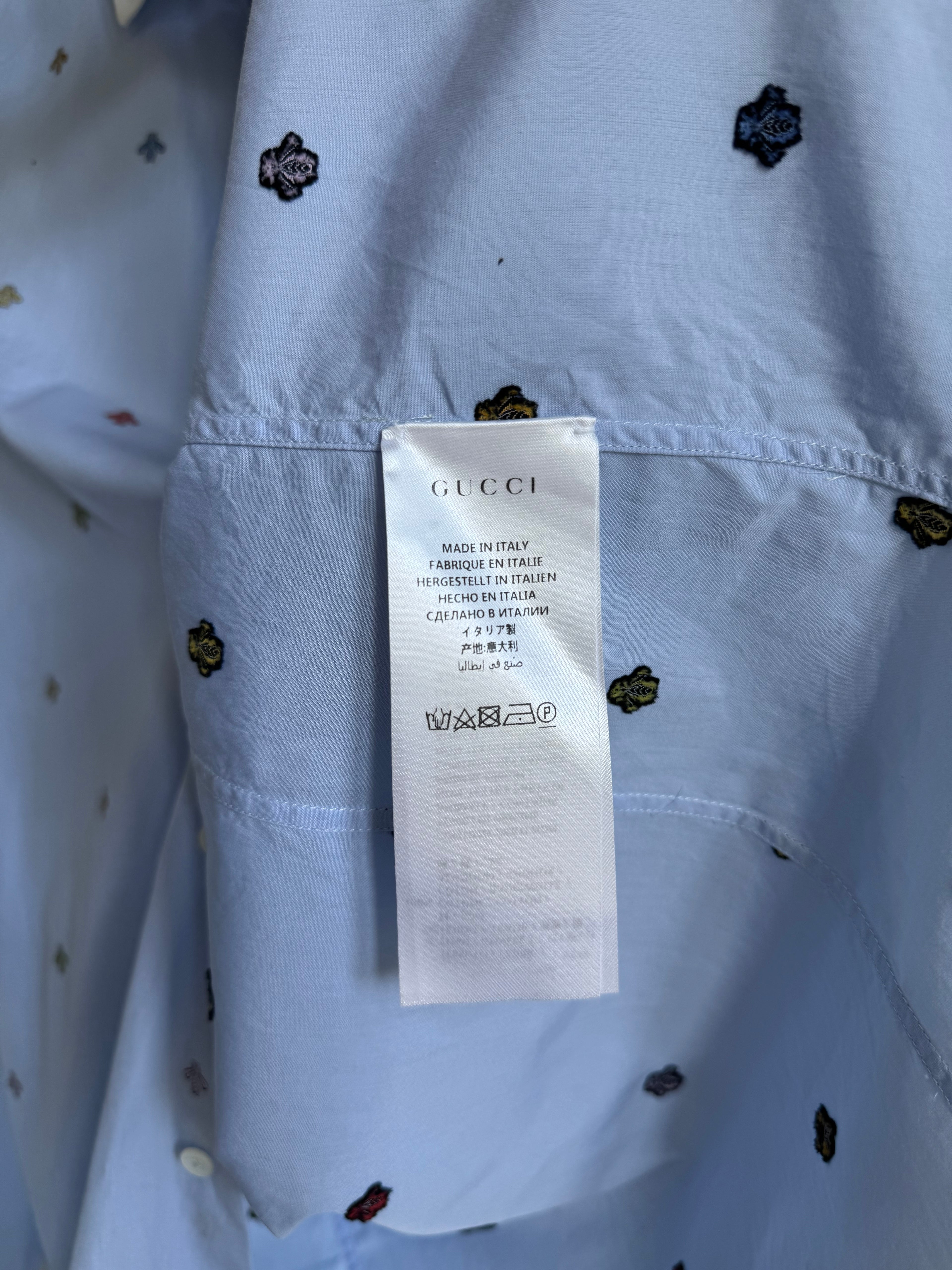 GUCCI EMBROIDERED „BEE“ BUTTON UP SHIRT