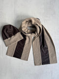 HERMÈS LEATHER PANEL CASHMERE BEANIE & SCARF SET
