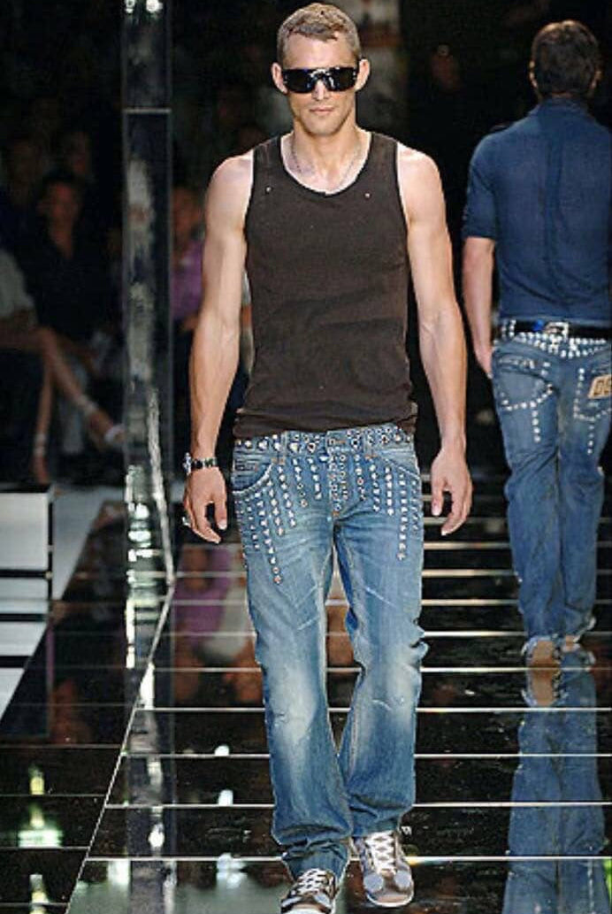 DOLCE & GABBANA SS2006 EYELET DISTRESSED JEANS