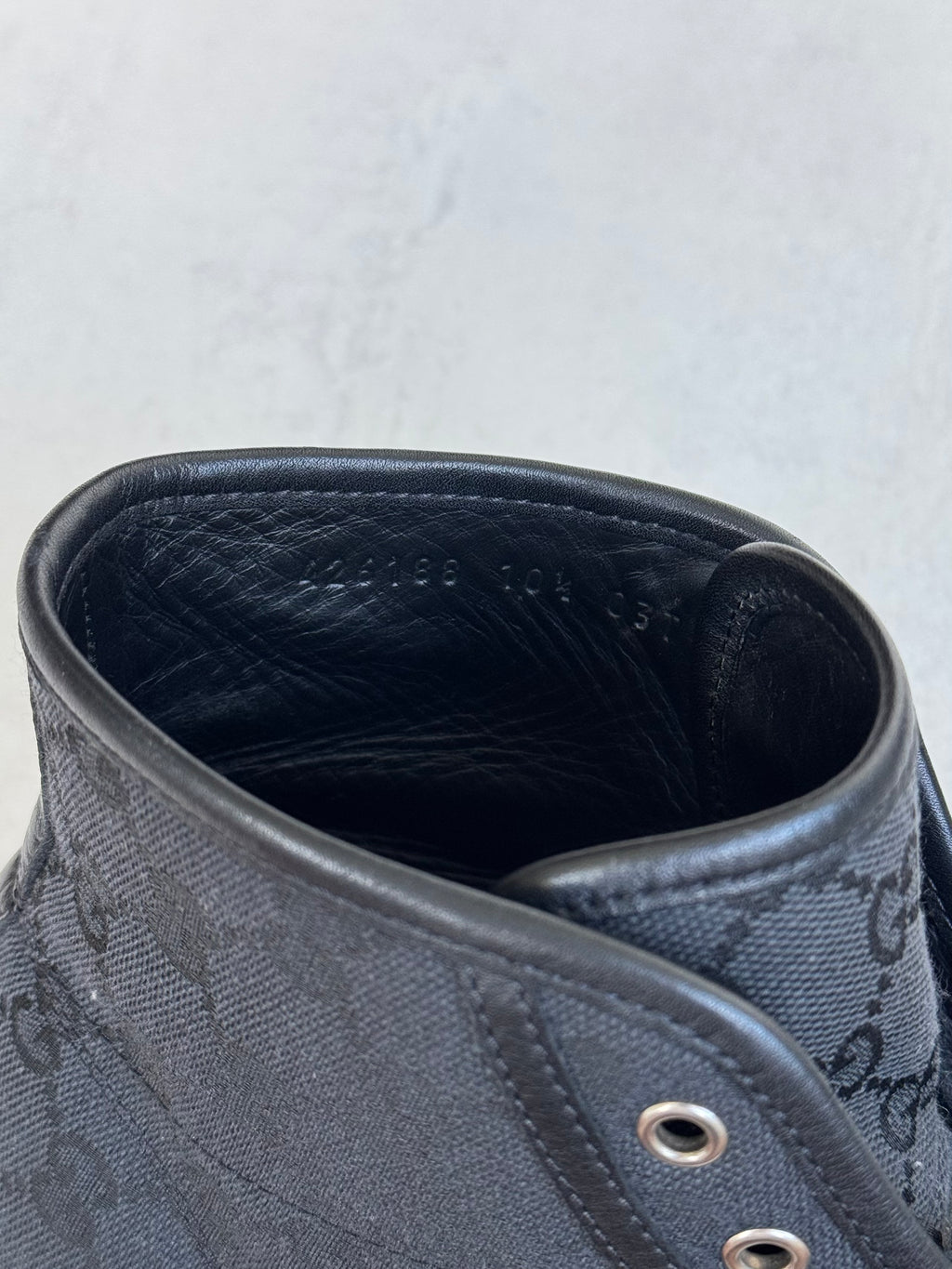 GUCCI MONOGRAM CANVAS HIGH-TOP SNEAKERS