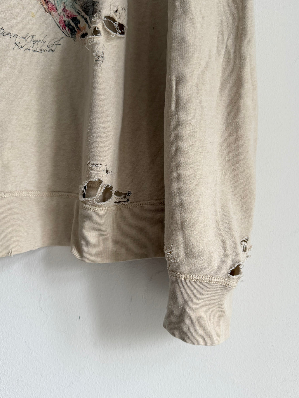 2010s RALPH LAUREN DENIM & SUPPLY DISTRESSED GRAPHIC SWEATER