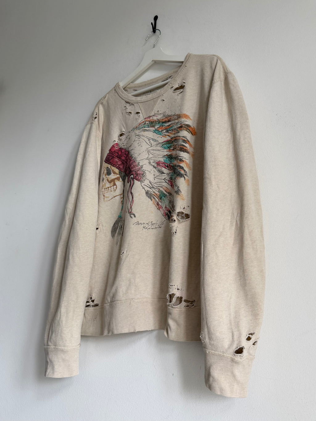 2010s RALPH LAUREN DENIM & SUPPLY DISTRESSED GRAPHIC SWEATER