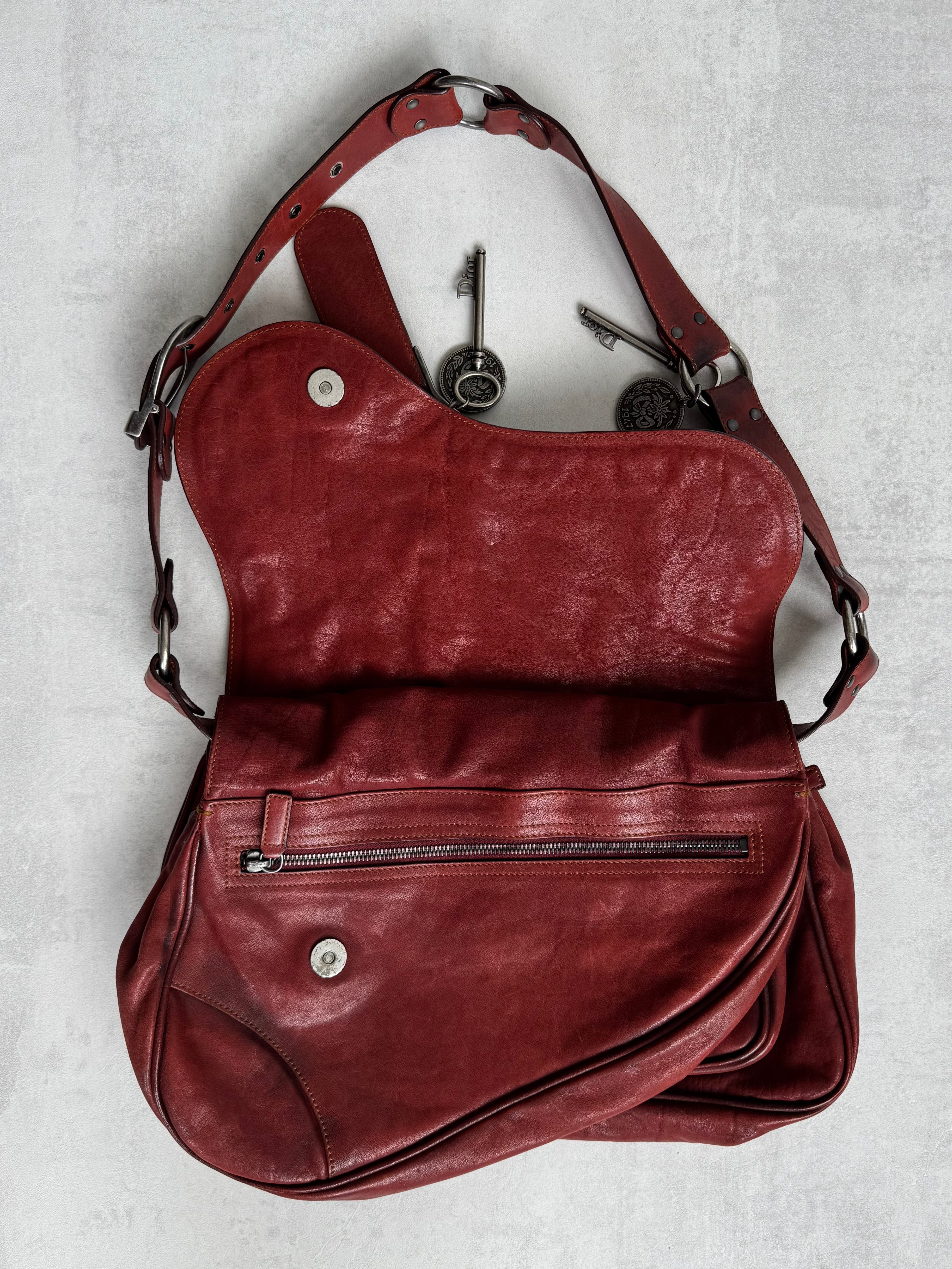 DIOR GAUCHO SETTLEBAG BURGUNDY LEATHER