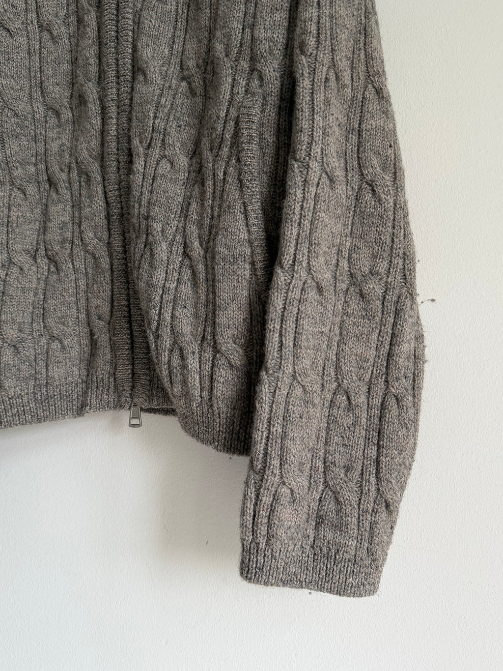 OUR LEGACY LEVEL HOOD CABLE-KNIT WOOL ZIP UP HOODIE