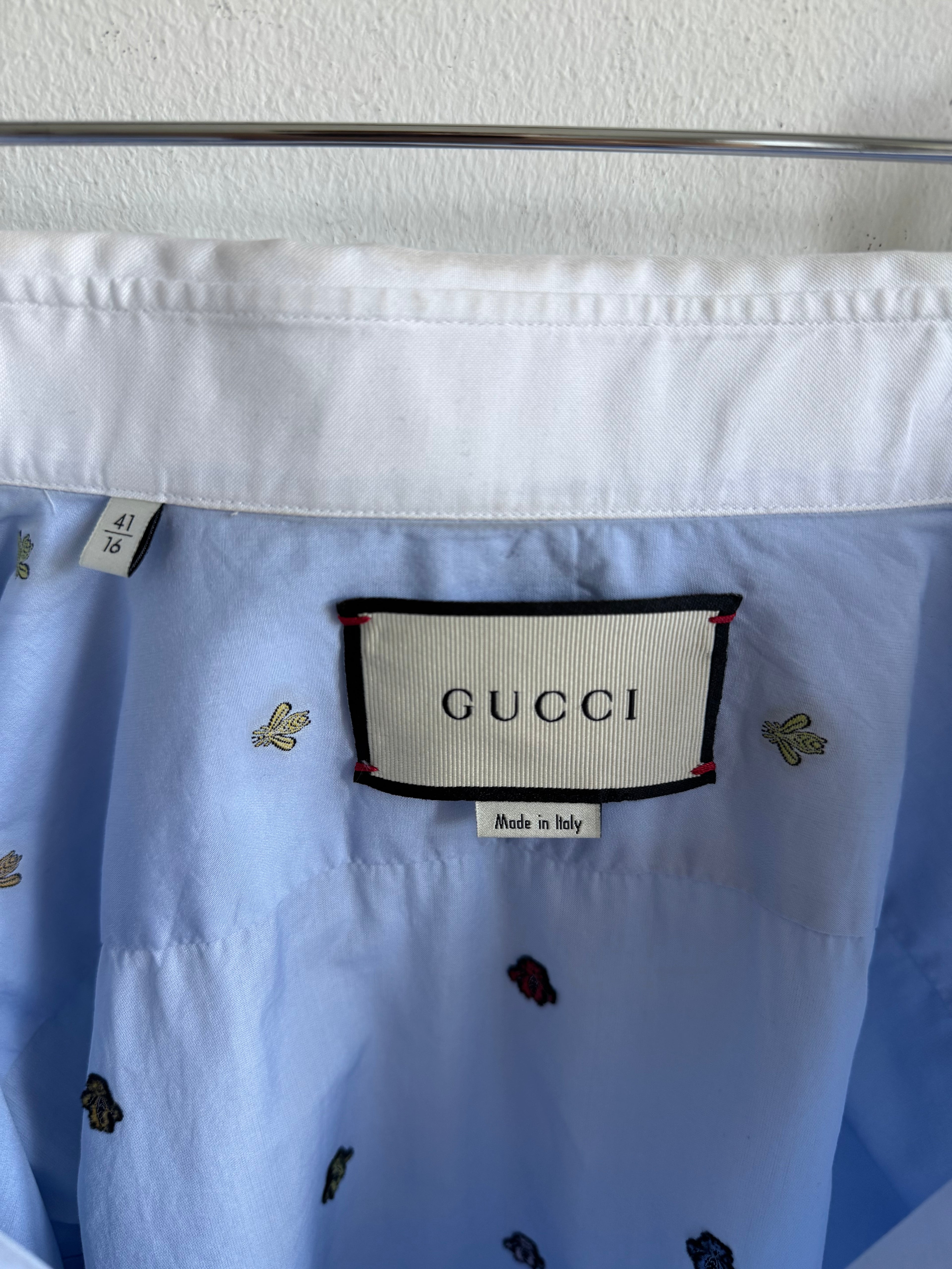 GUCCI EMBROIDERED „BEE“ BUTTON UP SHIRT