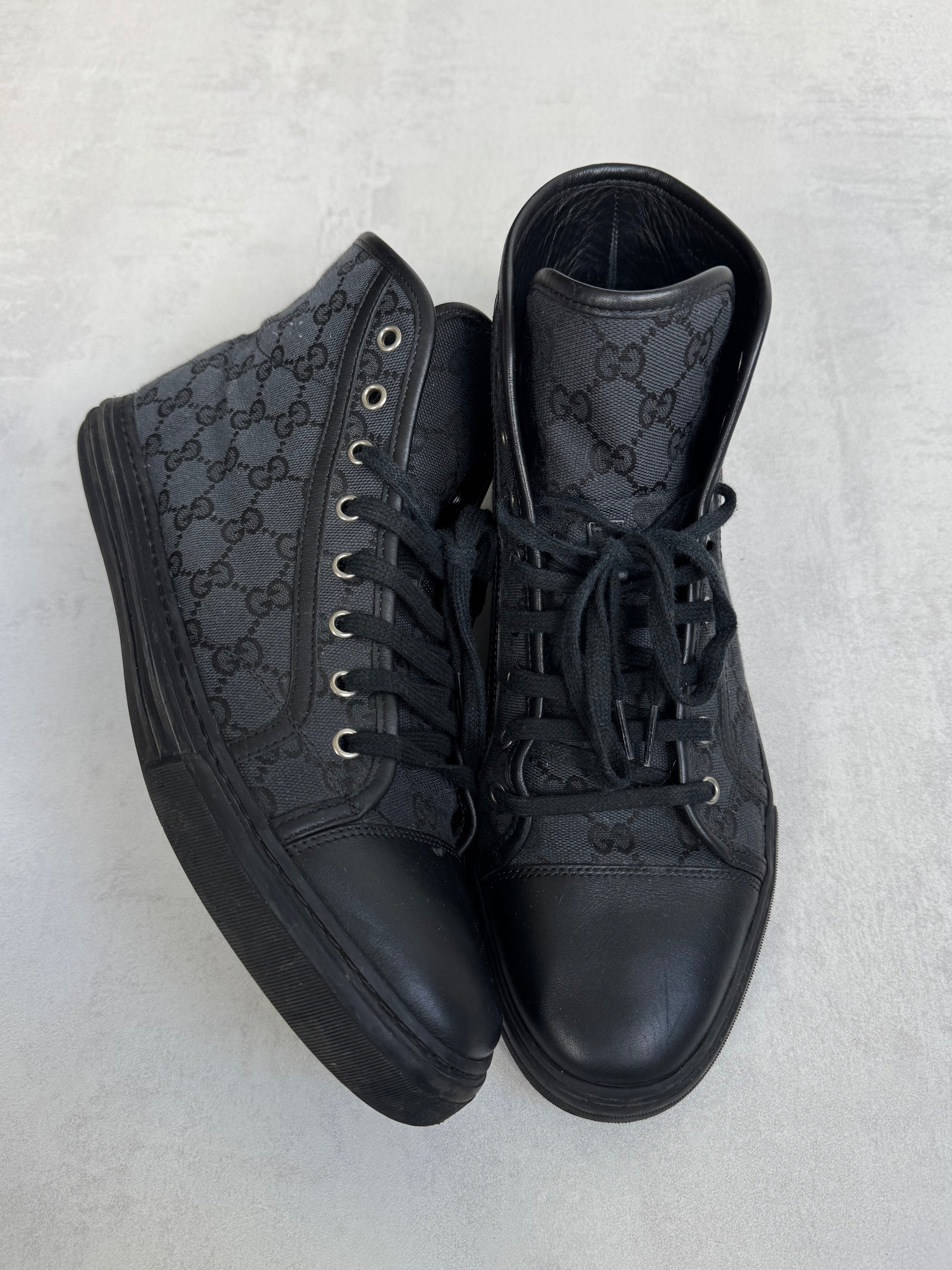GUCCI MONOGRAM CANVAS HIGH-TOP SNEAKERS