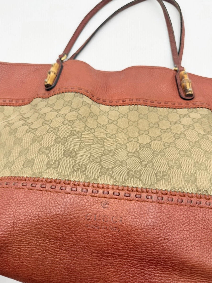 GUCCI LAIDBACK CRAFTY CANVAS TOTEBAG