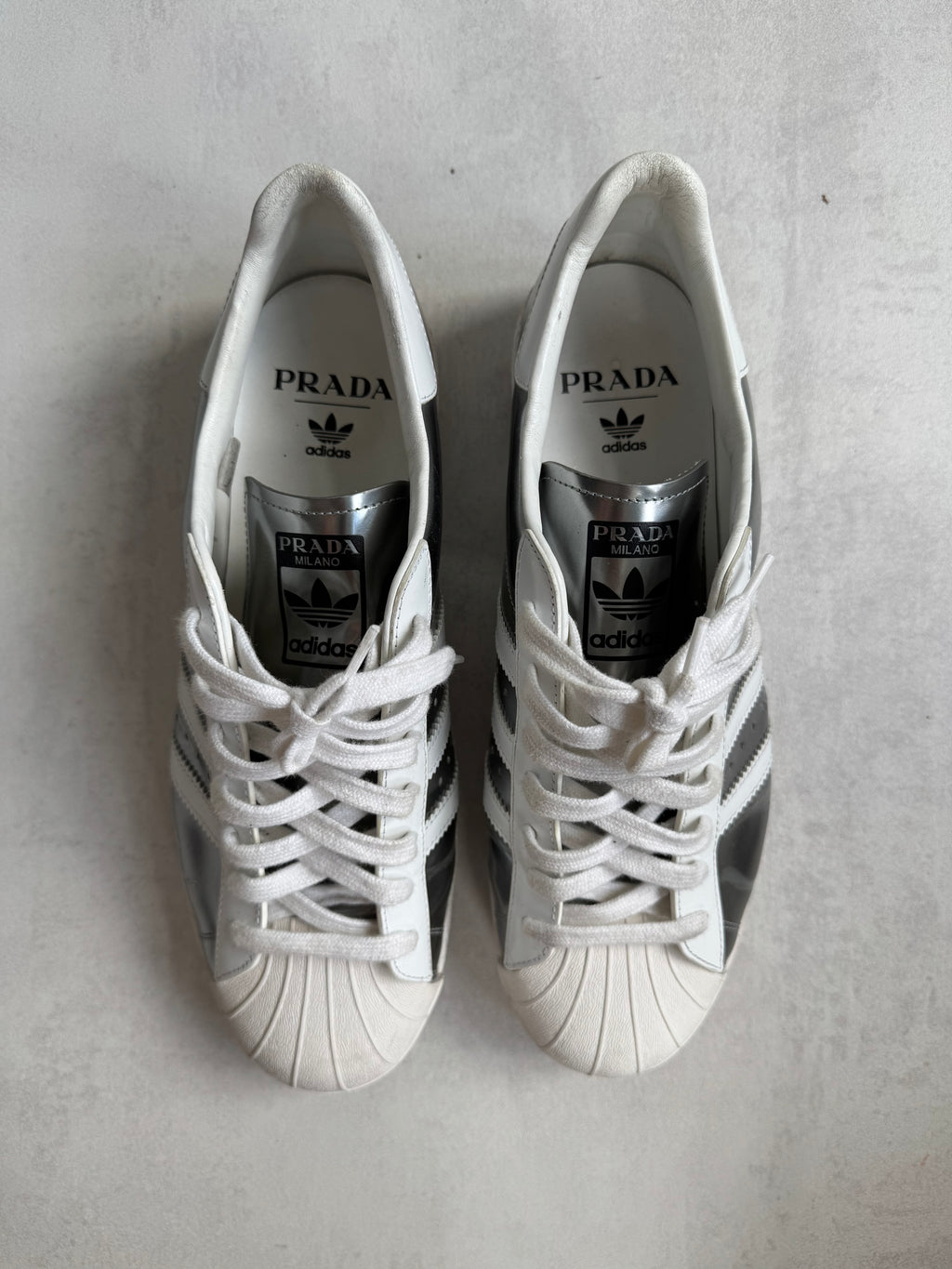 ADIDAS SUPERSTAR x PRADA SILVER METALLIC