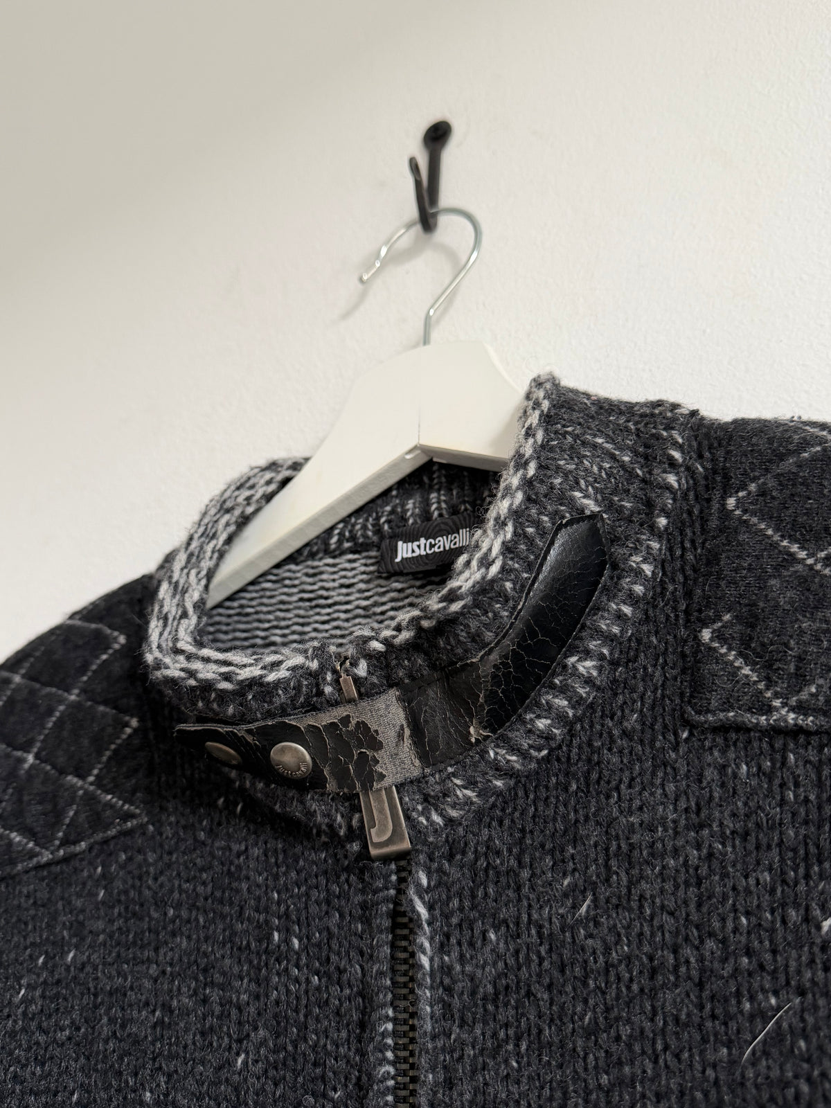 JUST CAVALLI VINTAGE BUCKLE KNIT ZIPPER
