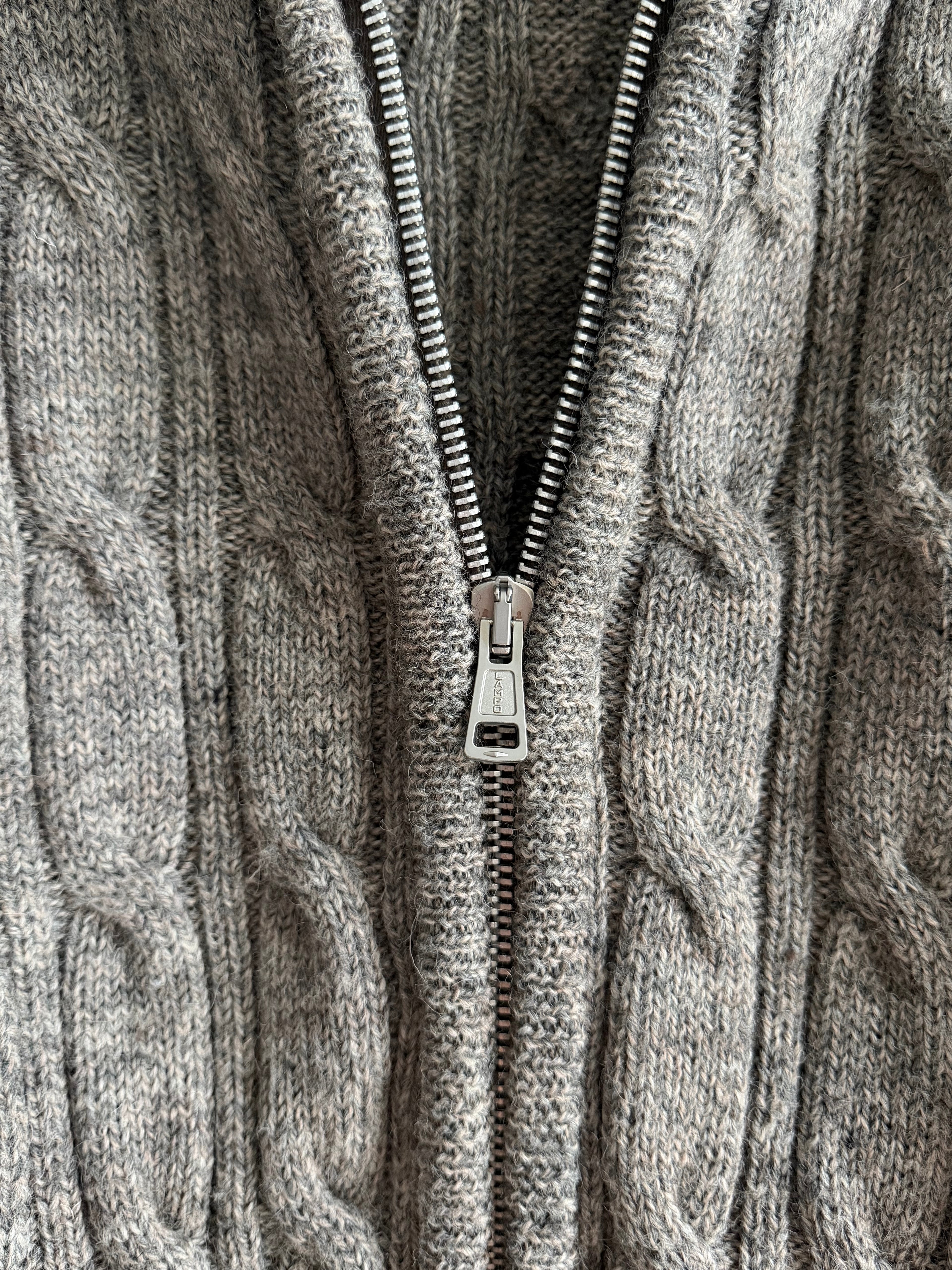 OUR LEGACY LEVEL HOOD CABLE-KNIT WOOL ZIP UP HOODIE