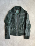 VINTAGE WOMENS HIGH COLLAR LEATHER JACKET