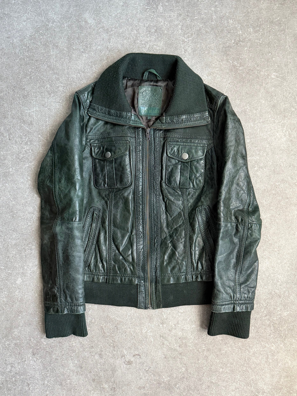 VINTAGE WOMENS HIGH COLLAR LEATHER JACKET