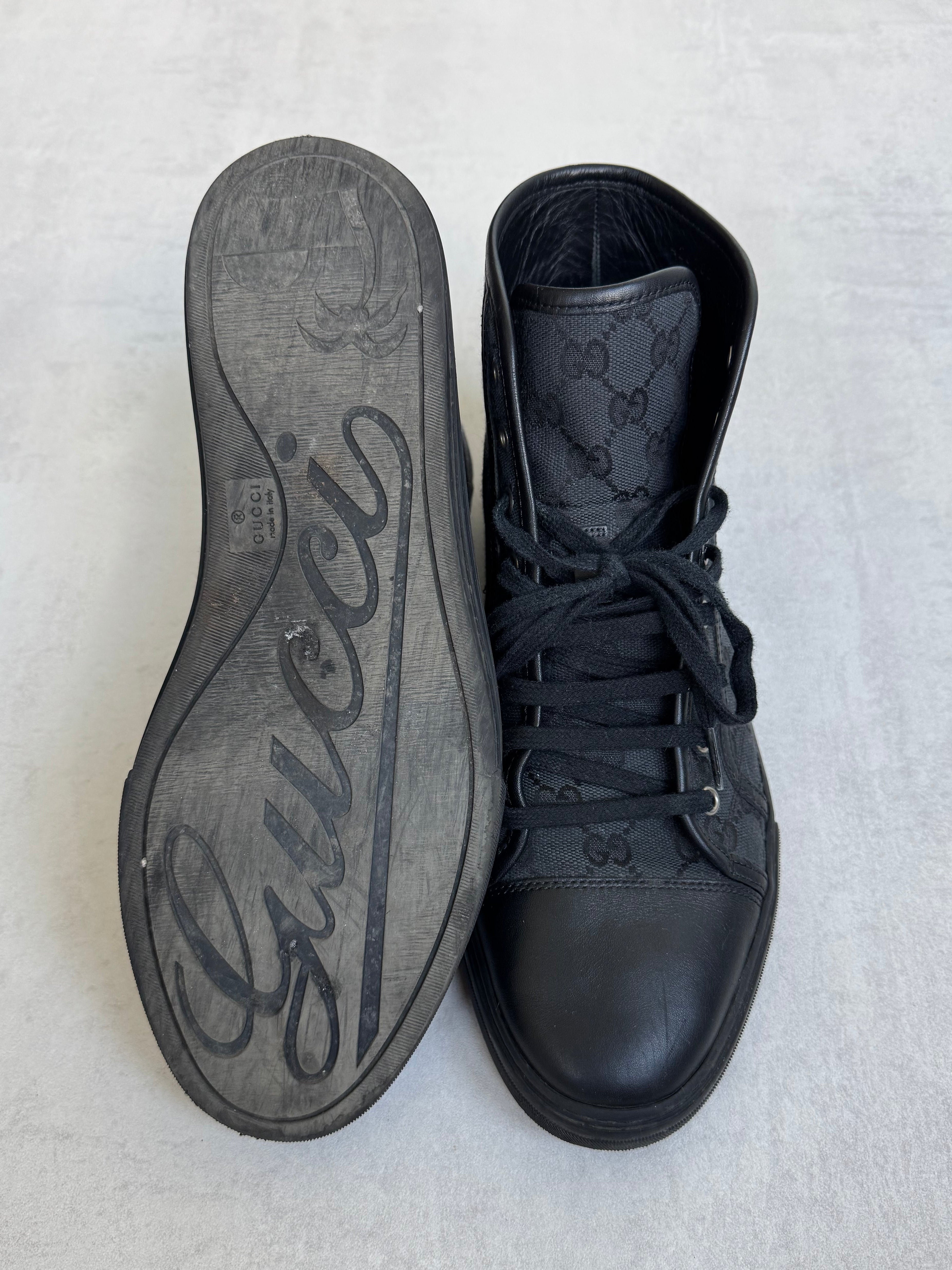 GUCCI MONOGRAM CANVAS HIGH-TOP SNEAKERS