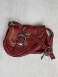DIOR GAUCHO SETTLEBAG BURGUNDY LEATHER