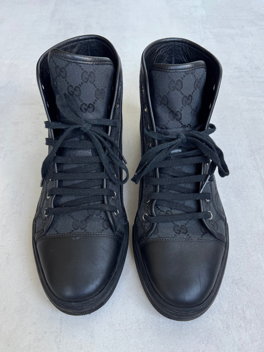 GUCCI MONOGRAM CANVAS HIGH-TOP SNEAKERS