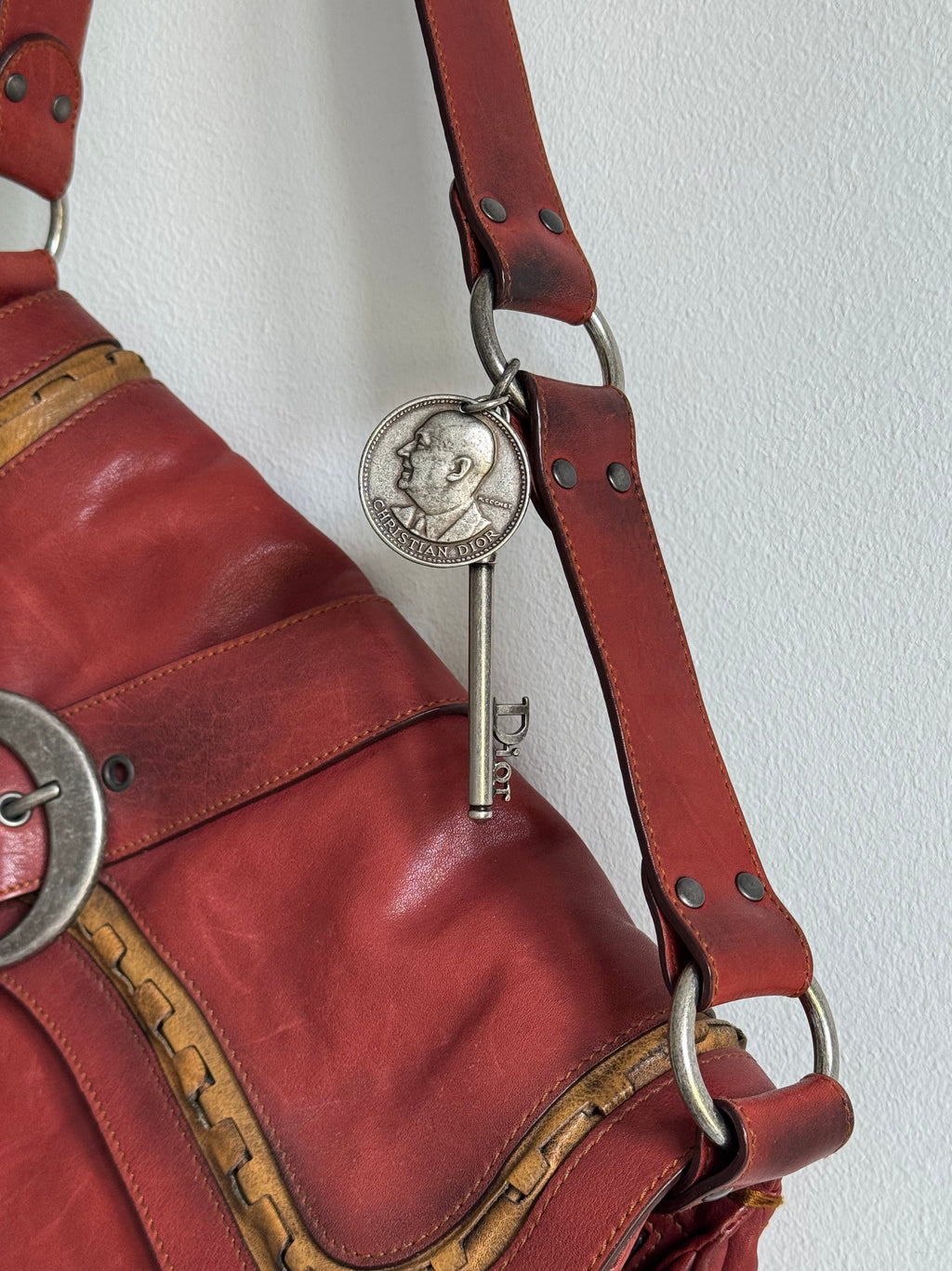 DIOR GAUCHO SETTLEBAG BURGUNDY LEATHER