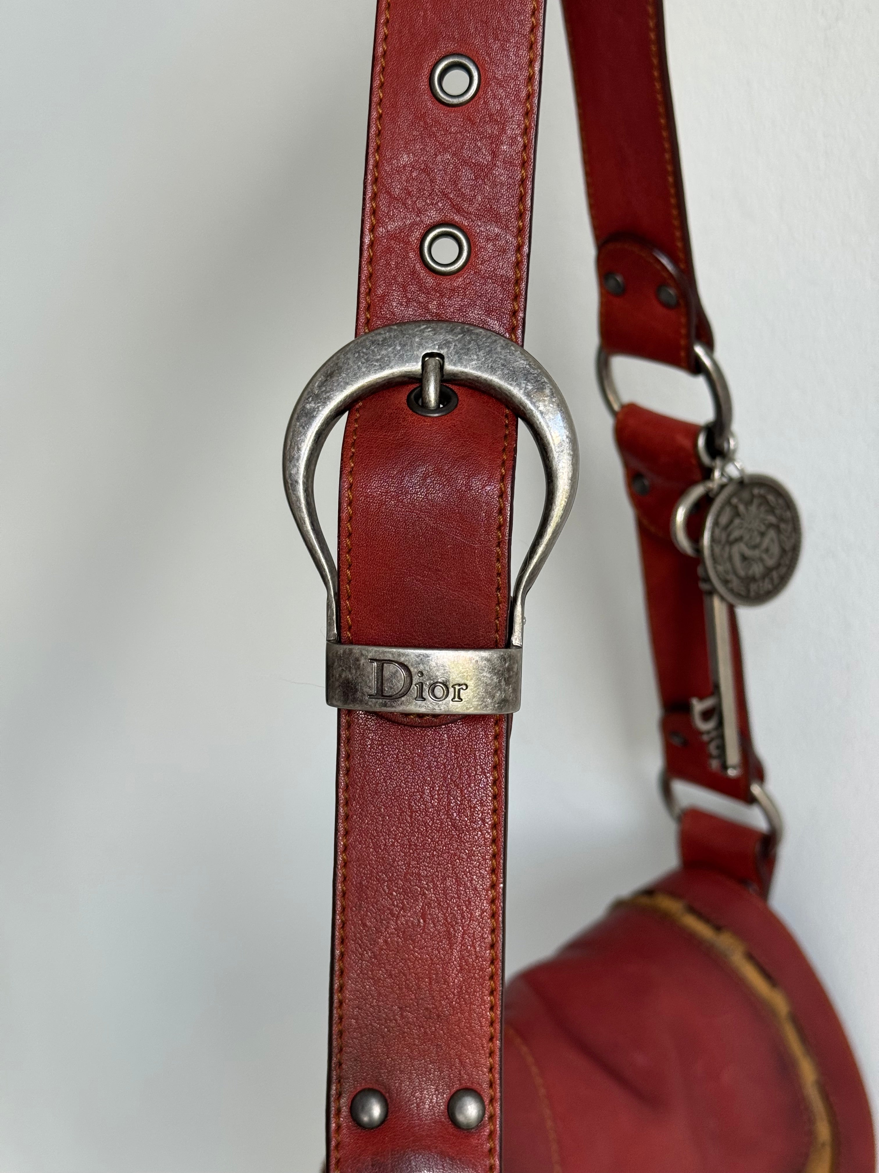 DIOR GAUCHO SETTLEBAG BURGUNDY LEATHER