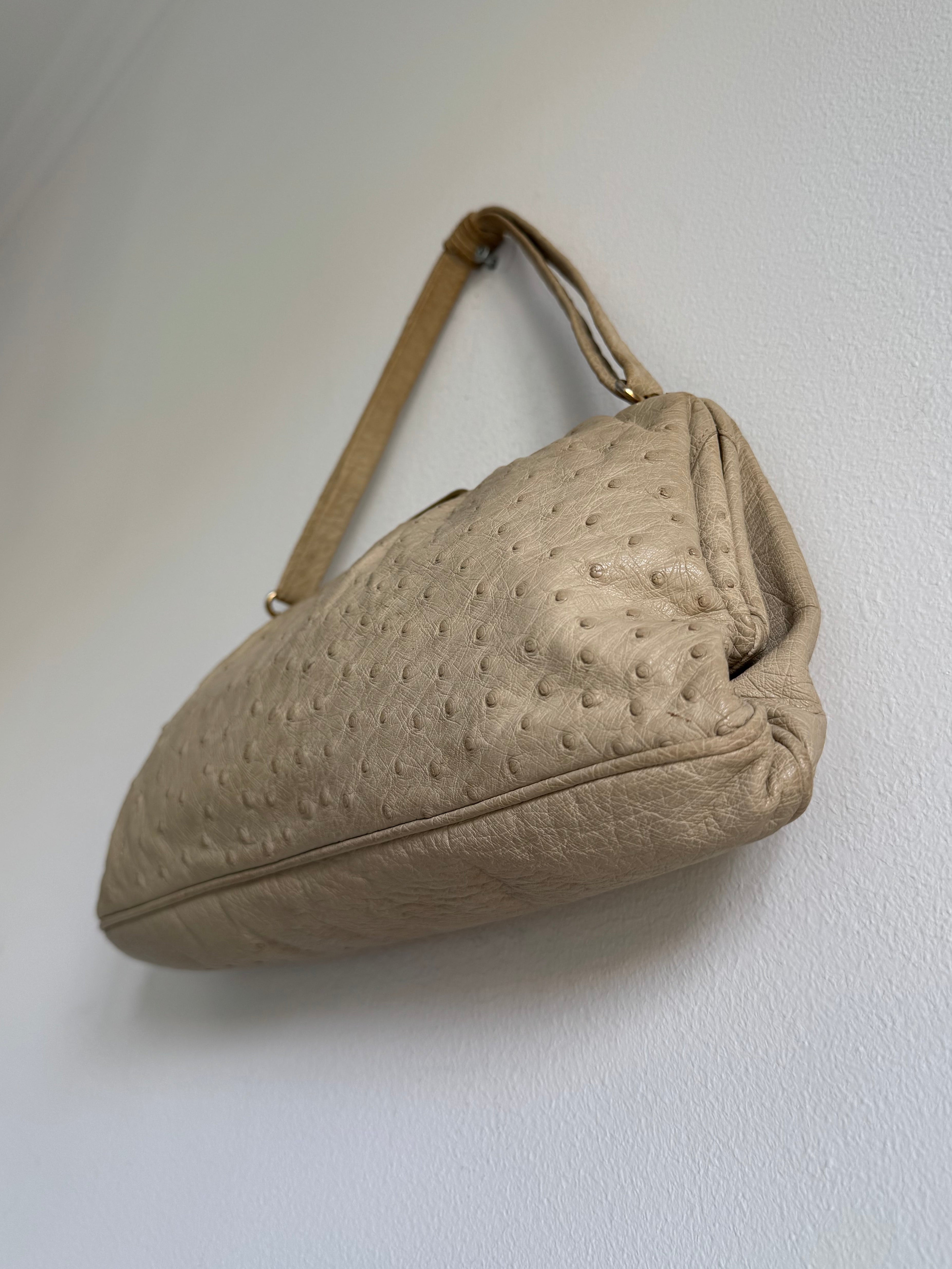 VINTAGE 50s OSTRICH LEATHER CLUTCH
