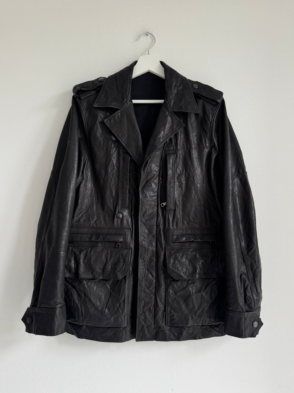 BALMAIN MILITARY LEATHER PARKA SS10