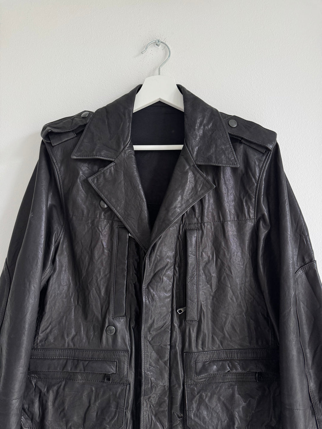 BALMAIN MILITARY LEATHER PARKA SS10