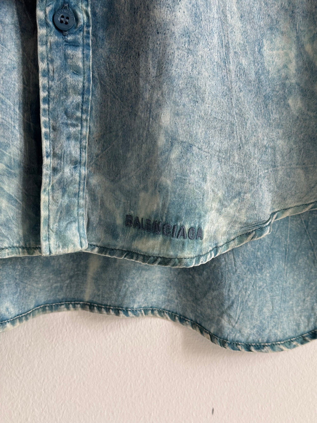 BALENCIAGA SILK "TIE-DIE" BLUE ACID WASH SHIRT