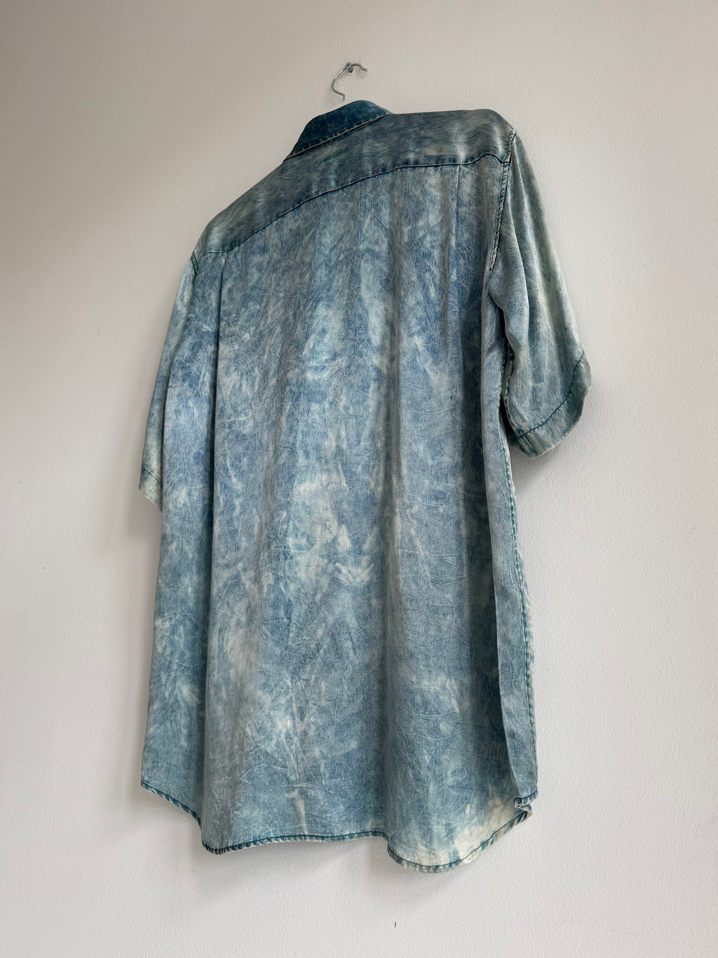 BALENCIAGA SILK "TIE-DIE" BLUE ACID WASH SHIRT