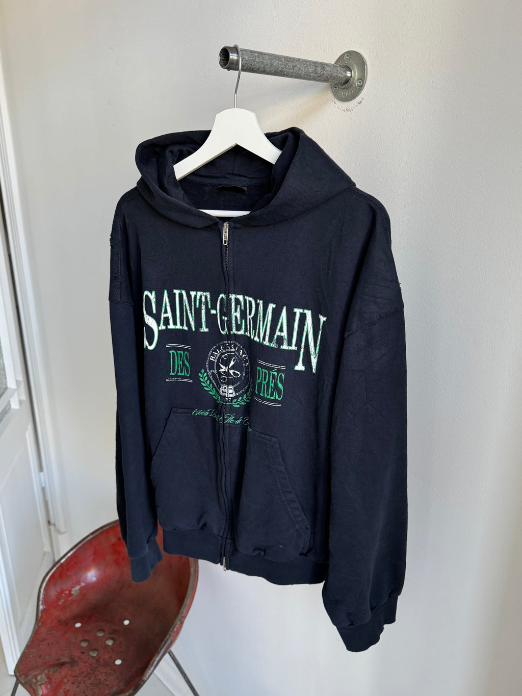 BALENCIAGA "SAINT GERMAIN DES PRÈS" DISTRESSED ZIP HOODIE FW22