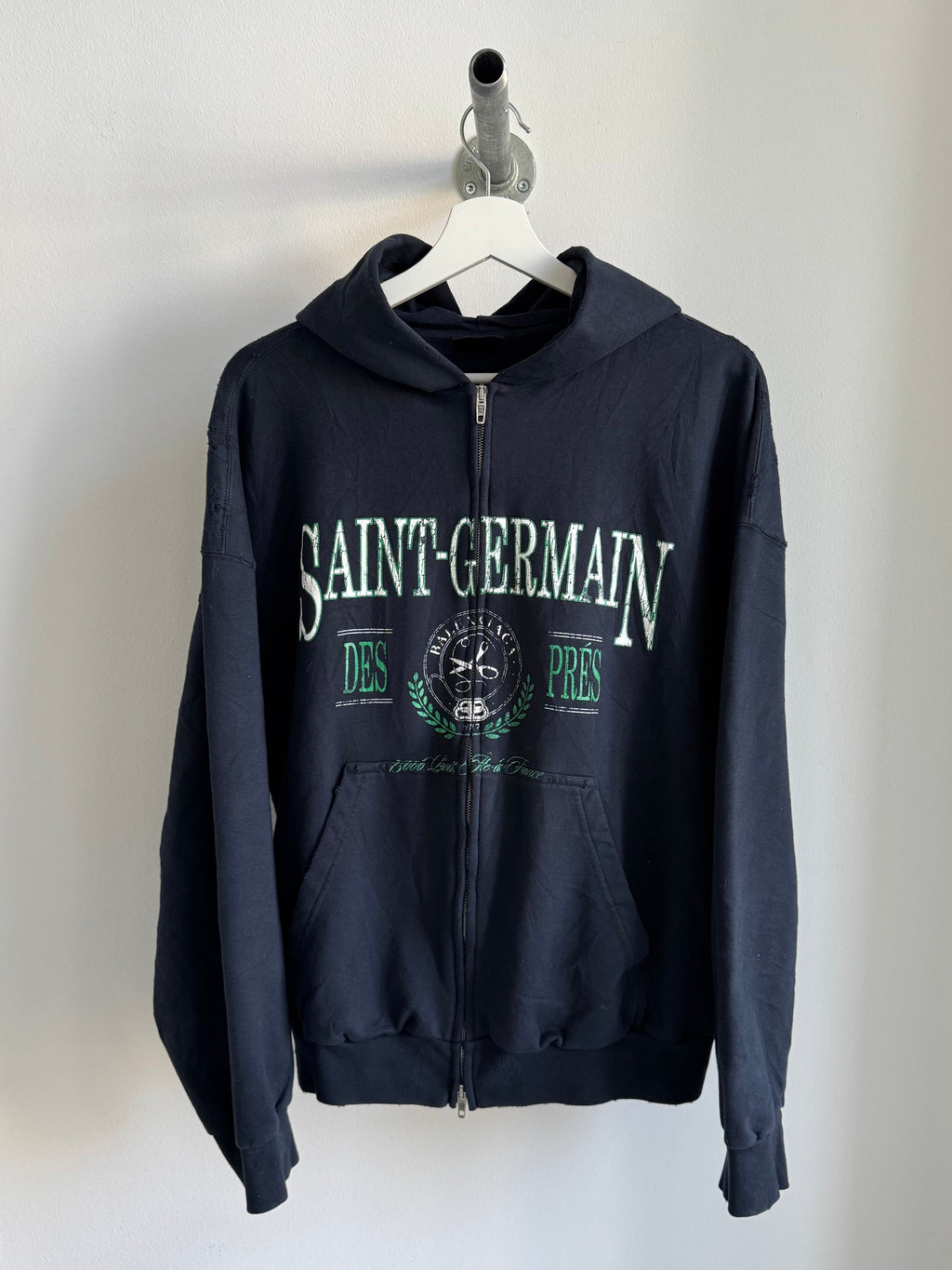 BALENCIAGA "SAINT GERMAIN DES PRÈS" DISTRESSED ZIP HOODIE FW22