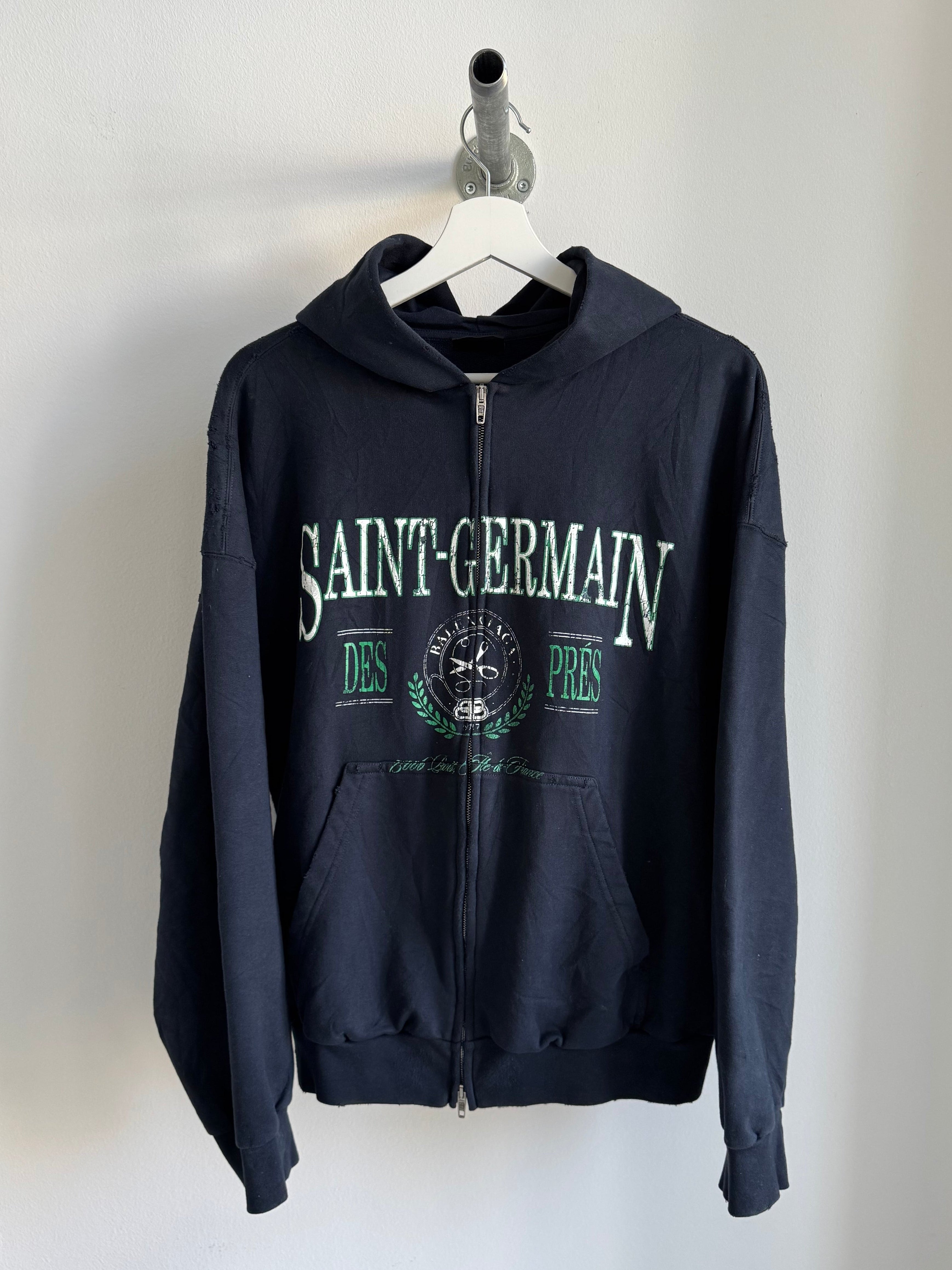 BALENCIAGA "SAINT GERMAIN DES PRÈS" DISTRESSED ZIP HOODIE FW22