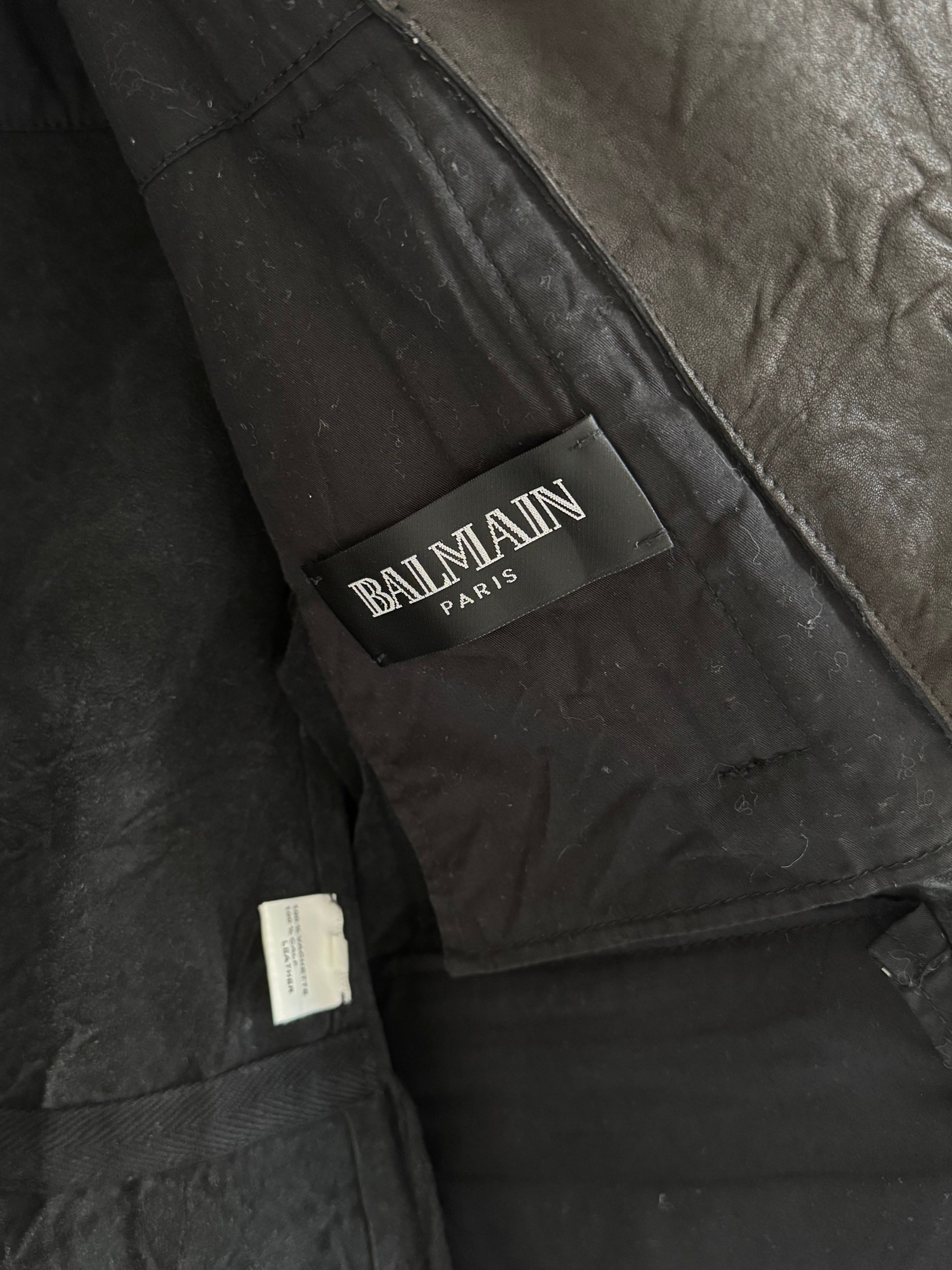 BALMAIN MILITARY LEATHER PARKA SS10