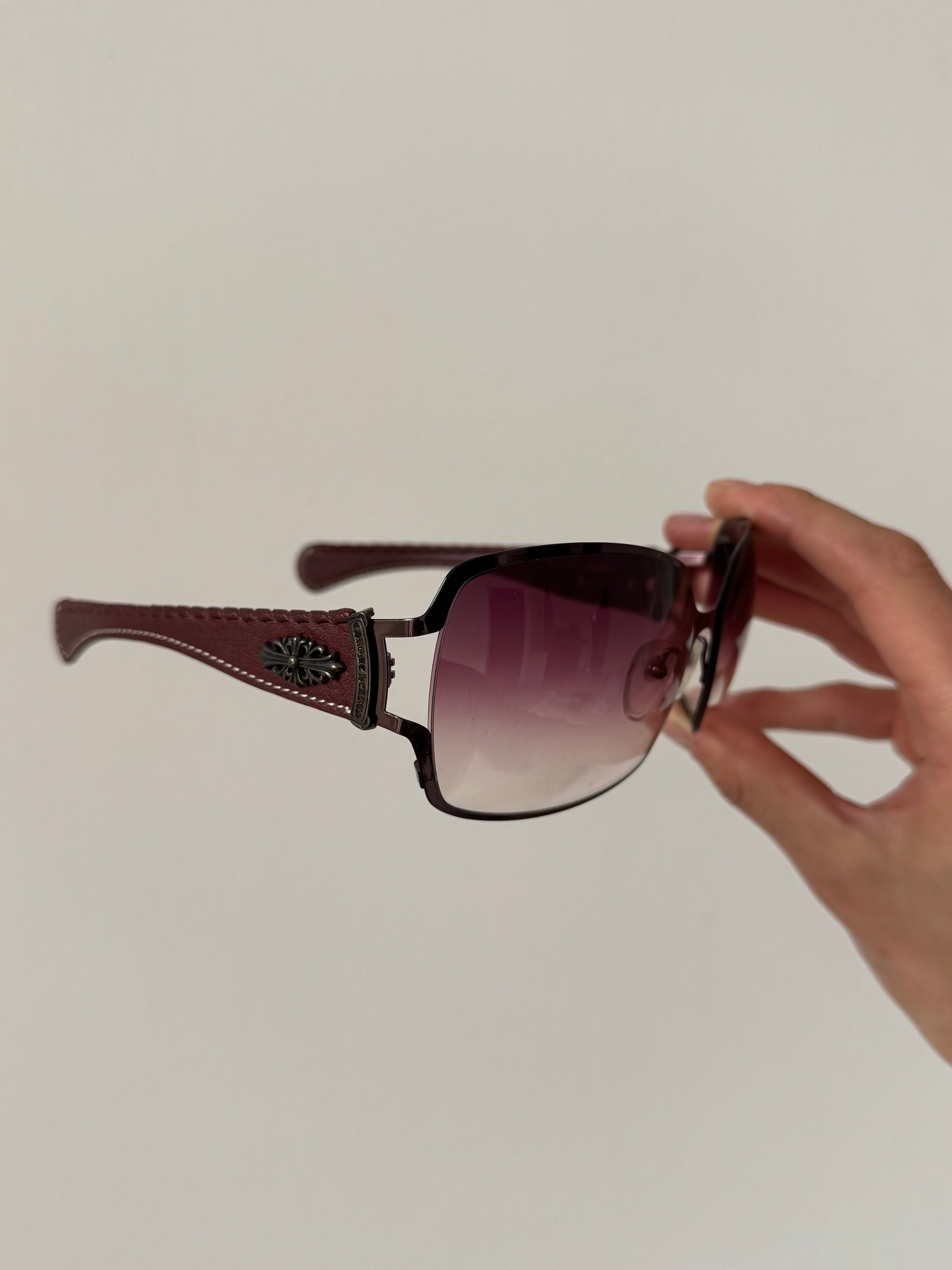 CHROME HEARTS "POON 2" SUNGLASSES LEATHER ARMS