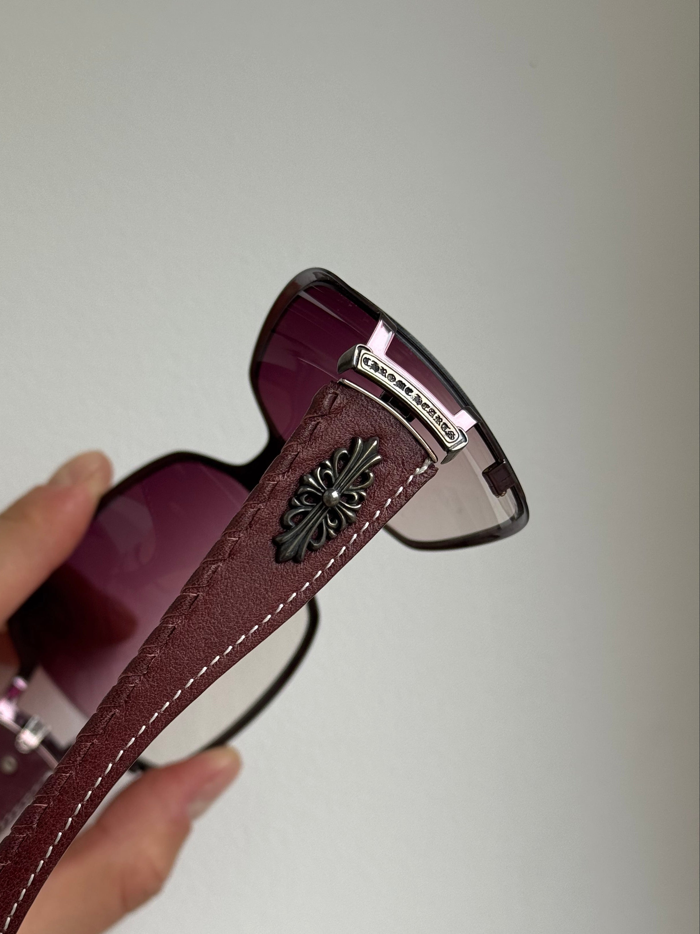 CHROME HEARTS "POON 2" SUNGLASSES LEATHER ARMS