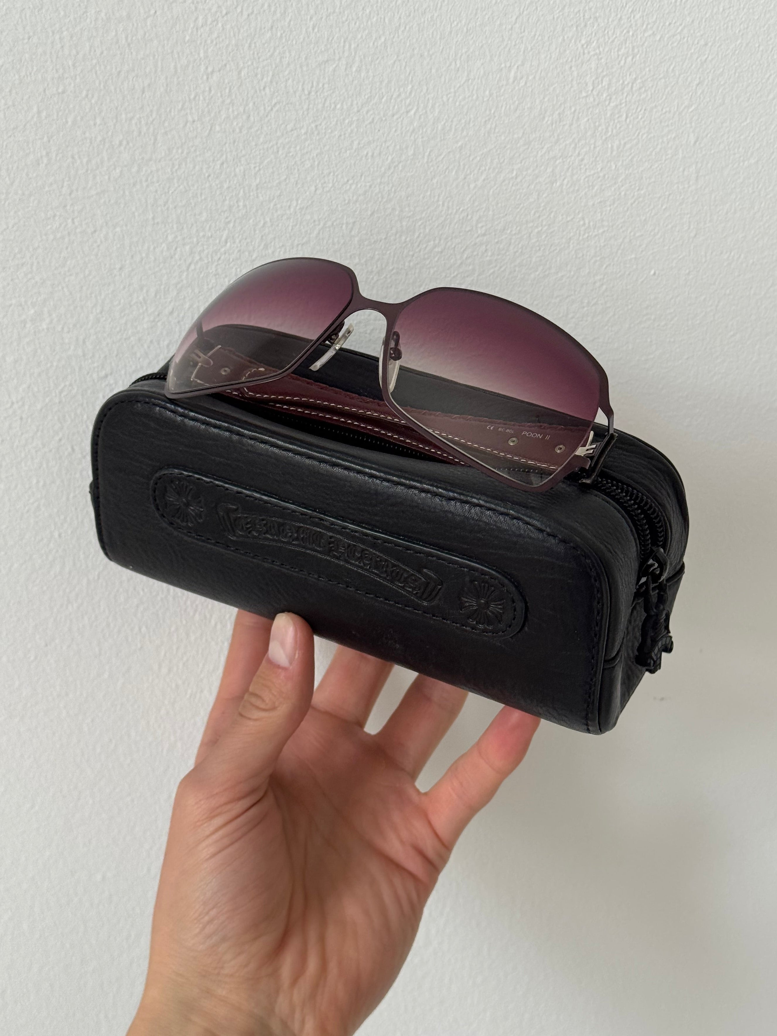 CHROME HEARTS "POON 2" SUNGLASSES LEATHER ARMS