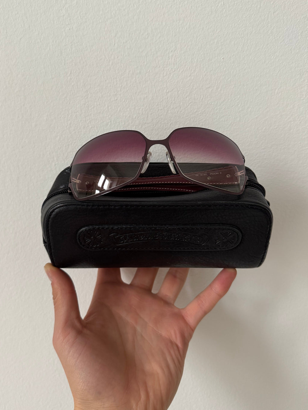 CHROME HEARTS "POON 2" SUNGLASSES LEATHER ARMS